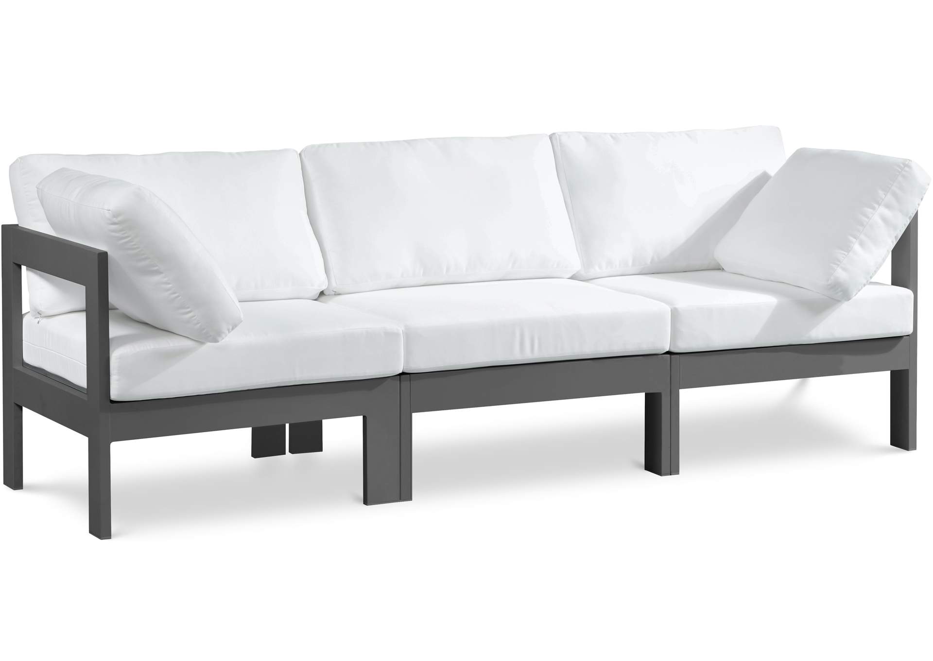 Nizuc White Water Resistant Fabric Outdoor Patio Modular Sofa,Meridian Furniture