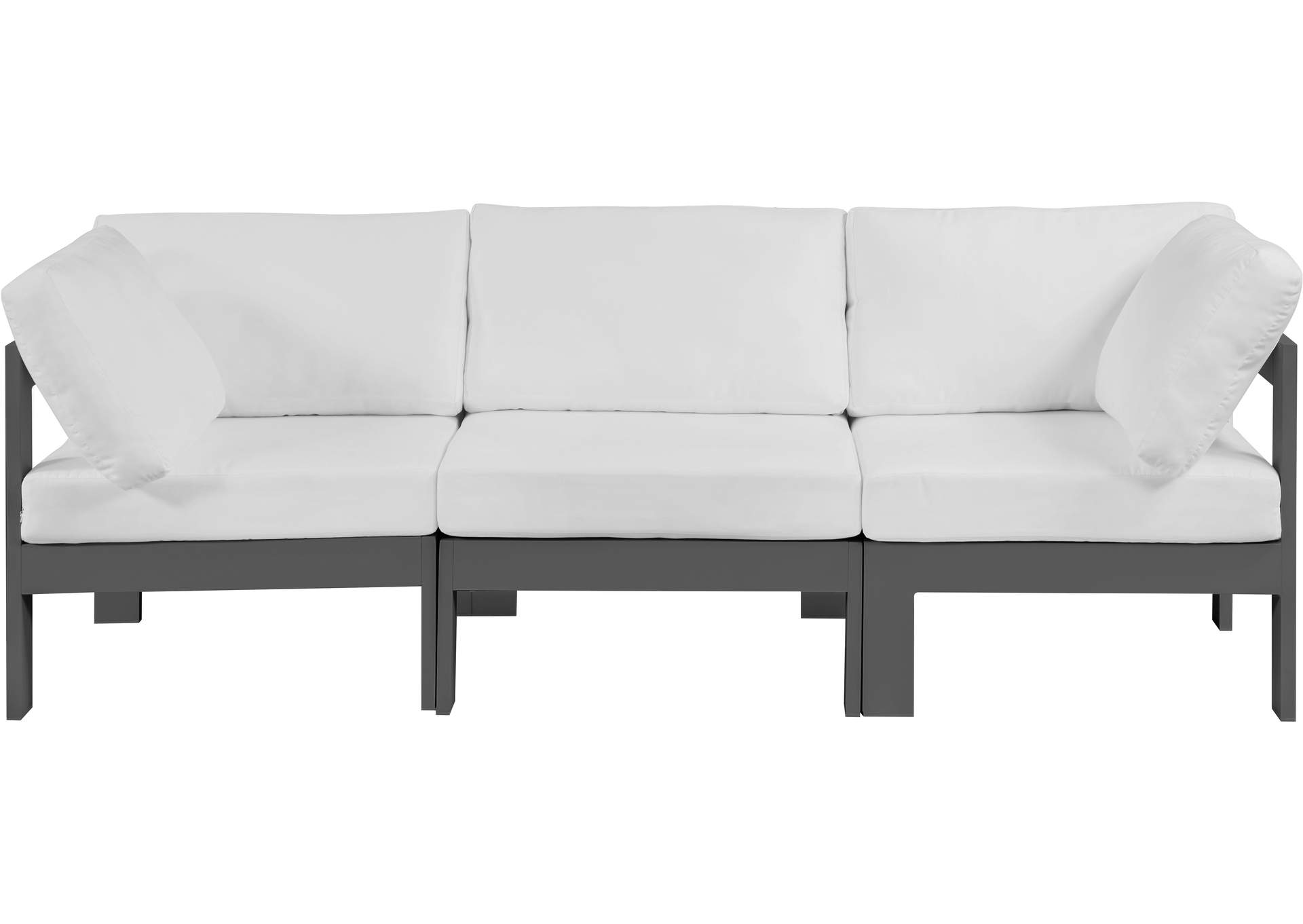 Nizuc White Water Resistant Fabric Outdoor Patio Modular Sofa,Meridian Furniture