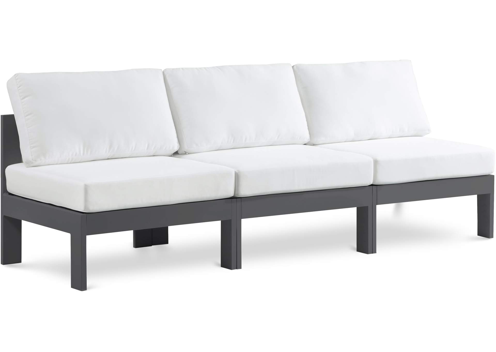 Nizuc White Water Resistant Fabric Outdoor Patio Modular Sofa,Meridian Furniture