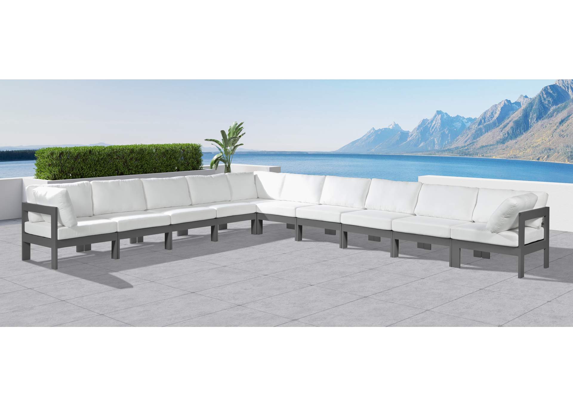 Nizuc White Water Resistant Fabric Outdoor Patio Modular Sectional,Meridian Furniture