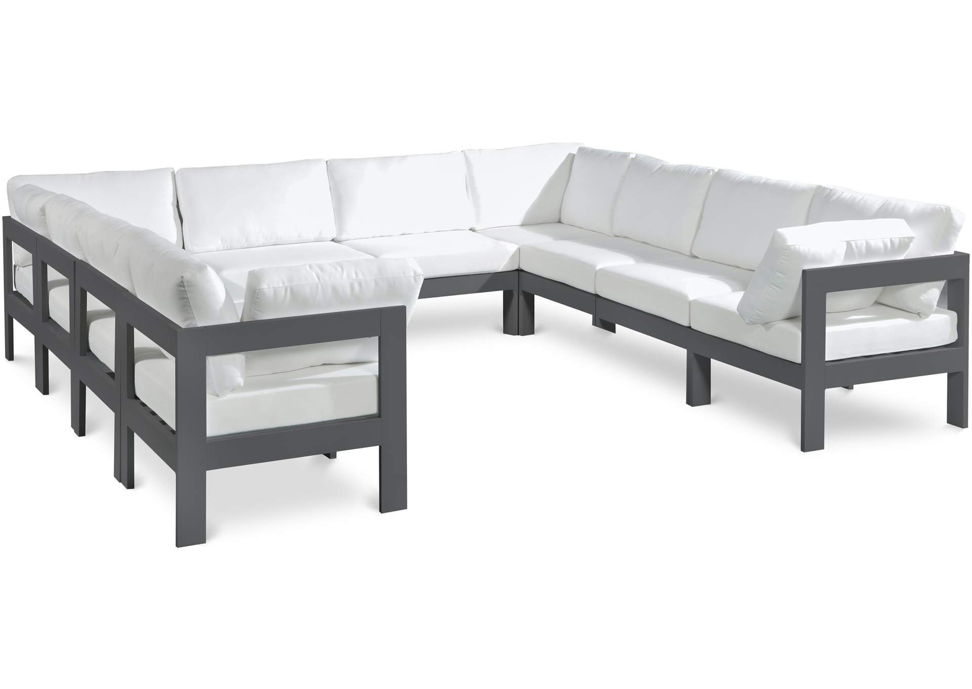 Nizuc White Water Resistant Fabric Outdoor Patio Modular Sectional,Meridian Furniture