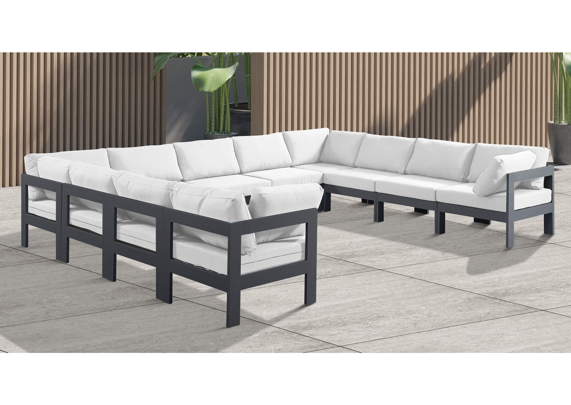 Nizuc White Water Resistant Fabric Outdoor Patio Modular Sectional,Meridian Furniture