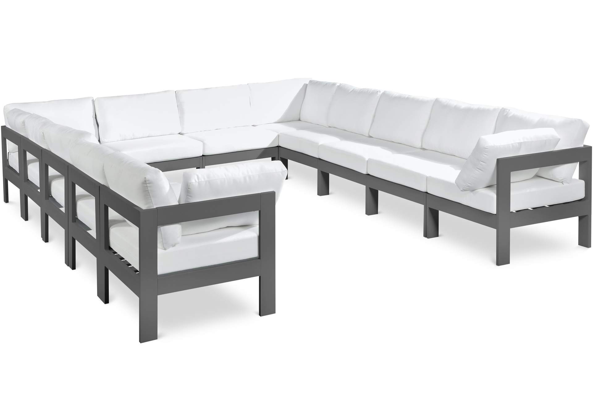 Nizuc White Water Resistant Fabric Outdoor Patio Modular Sectional,Meridian Furniture