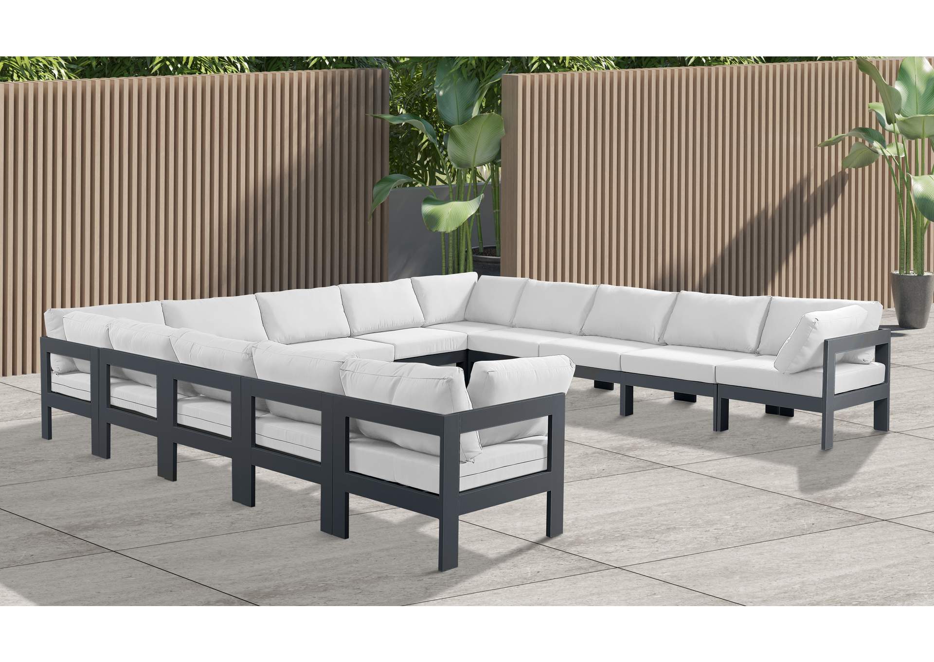 Nizuc White Water Resistant Fabric Outdoor Patio Modular Sectional,Meridian Furniture