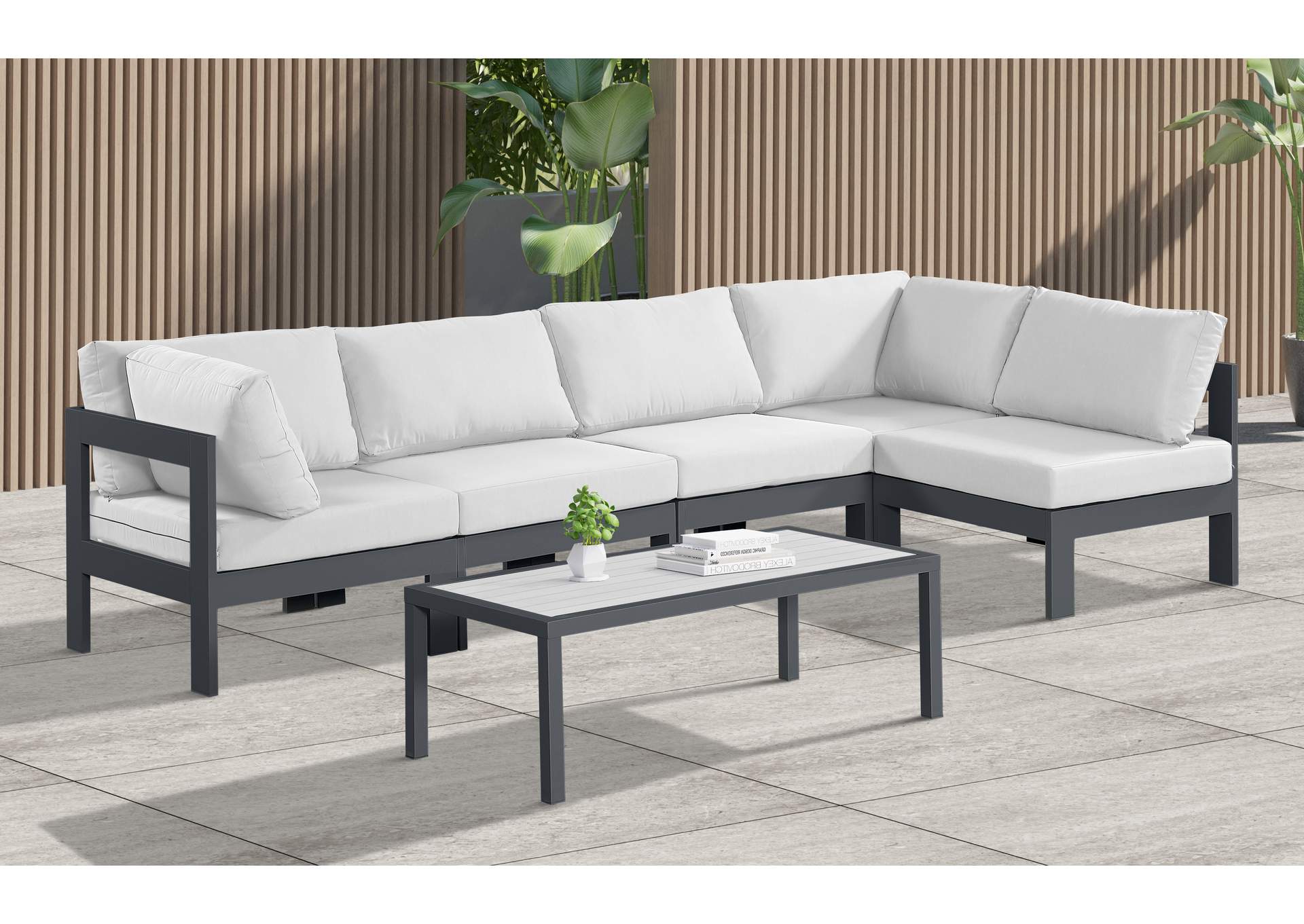 Nizuc White Water Resistant Fabric Outdoor Patio Modular Sectional,Meridian Furniture