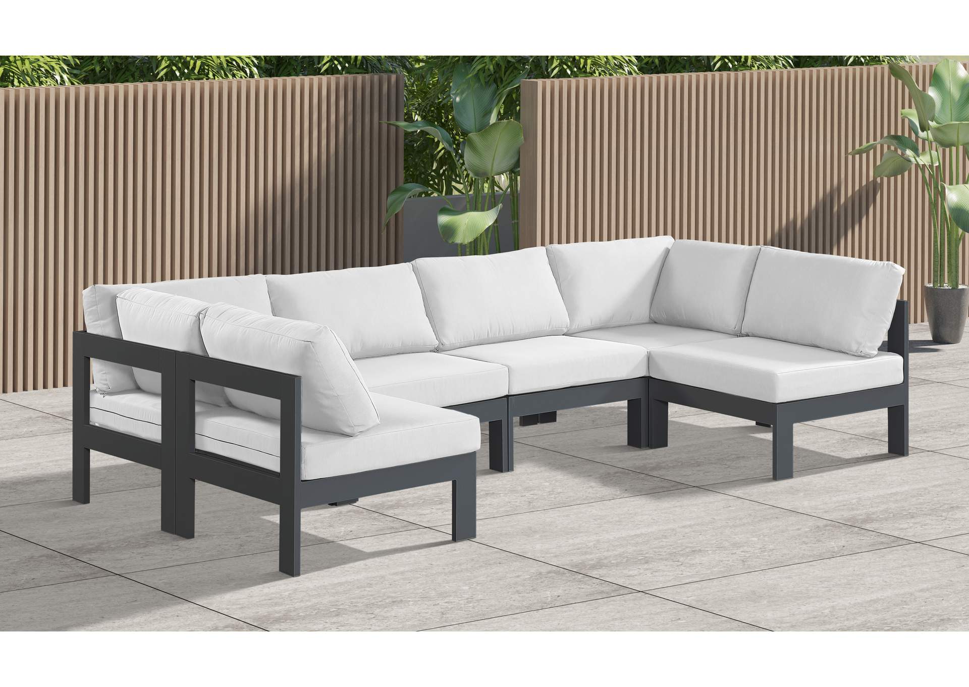 Nizuc White Water Resistant Fabric Outdoor Patio Modular Sectional,Meridian Furniture