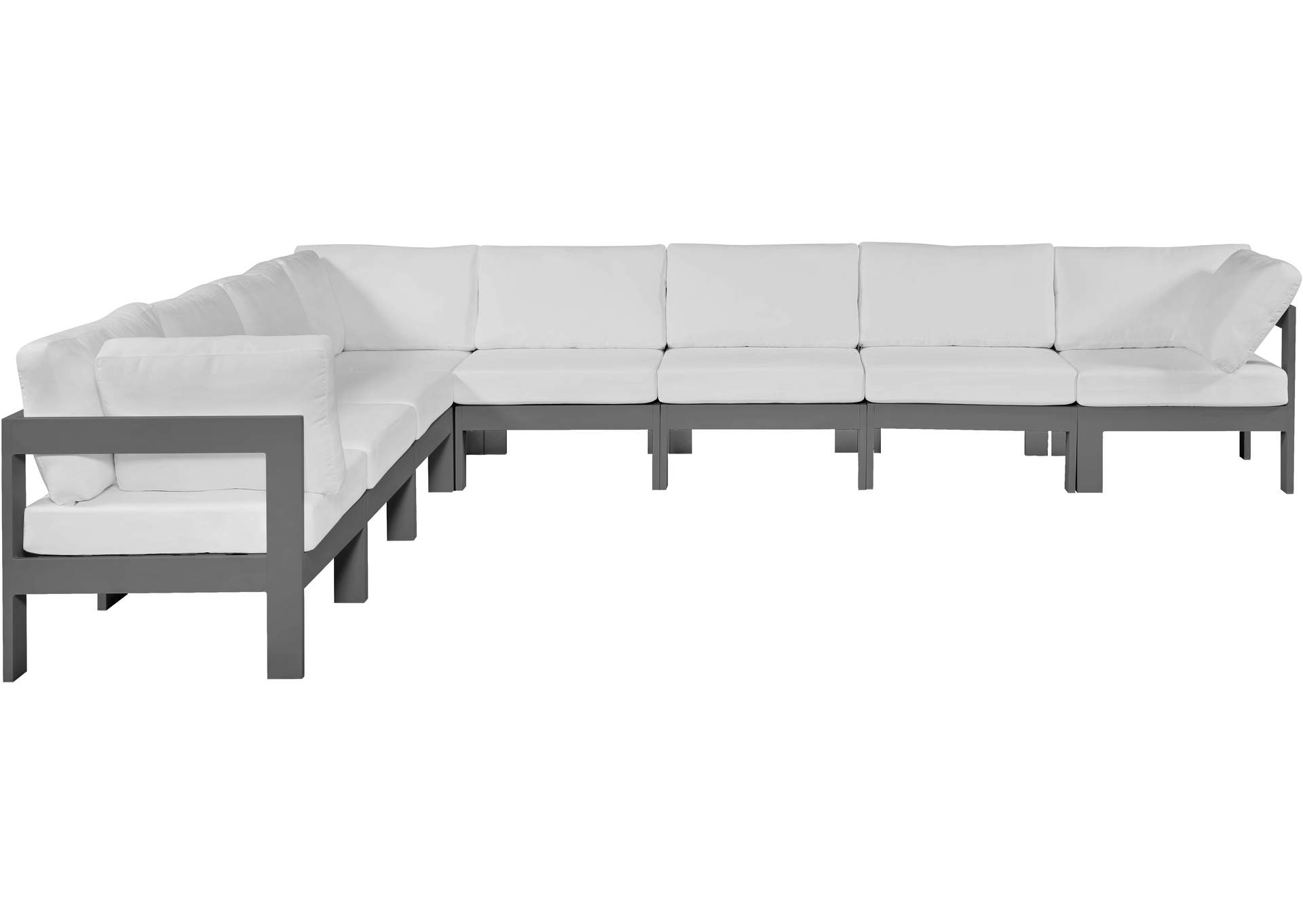 Nizuc White Water Resistant Fabric Outdoor Patio Modular Sectional,Meridian Furniture