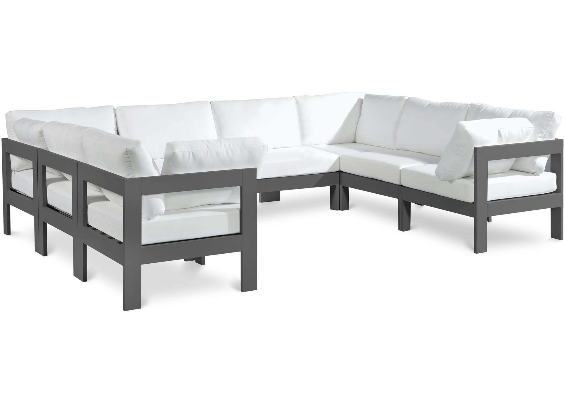 Nizuc White Water Resistant Fabric Outdoor Patio Modular Sectional,Meridian Furniture