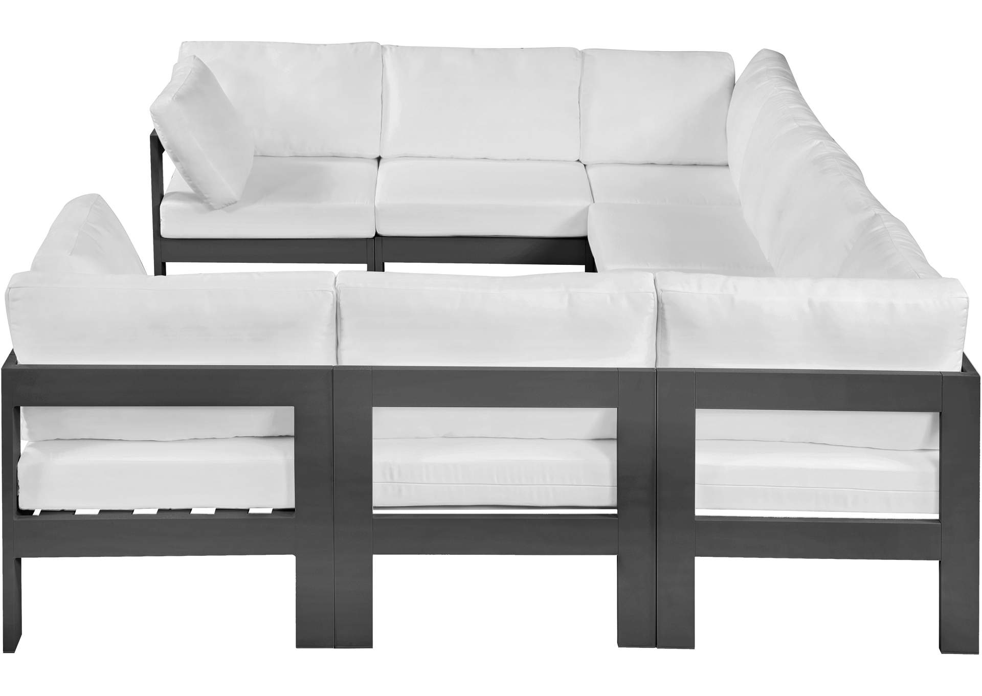 Nizuc White Water Resistant Fabric Outdoor Patio Modular Sectional,Meridian Furniture