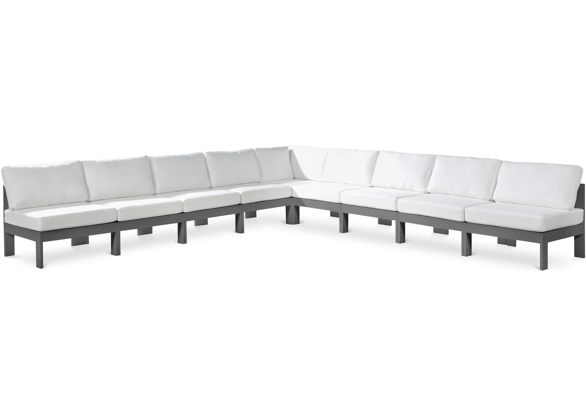 Nizuc White Water Resistant Fabric Outdoor Patio Modular Sectional,Meridian Furniture