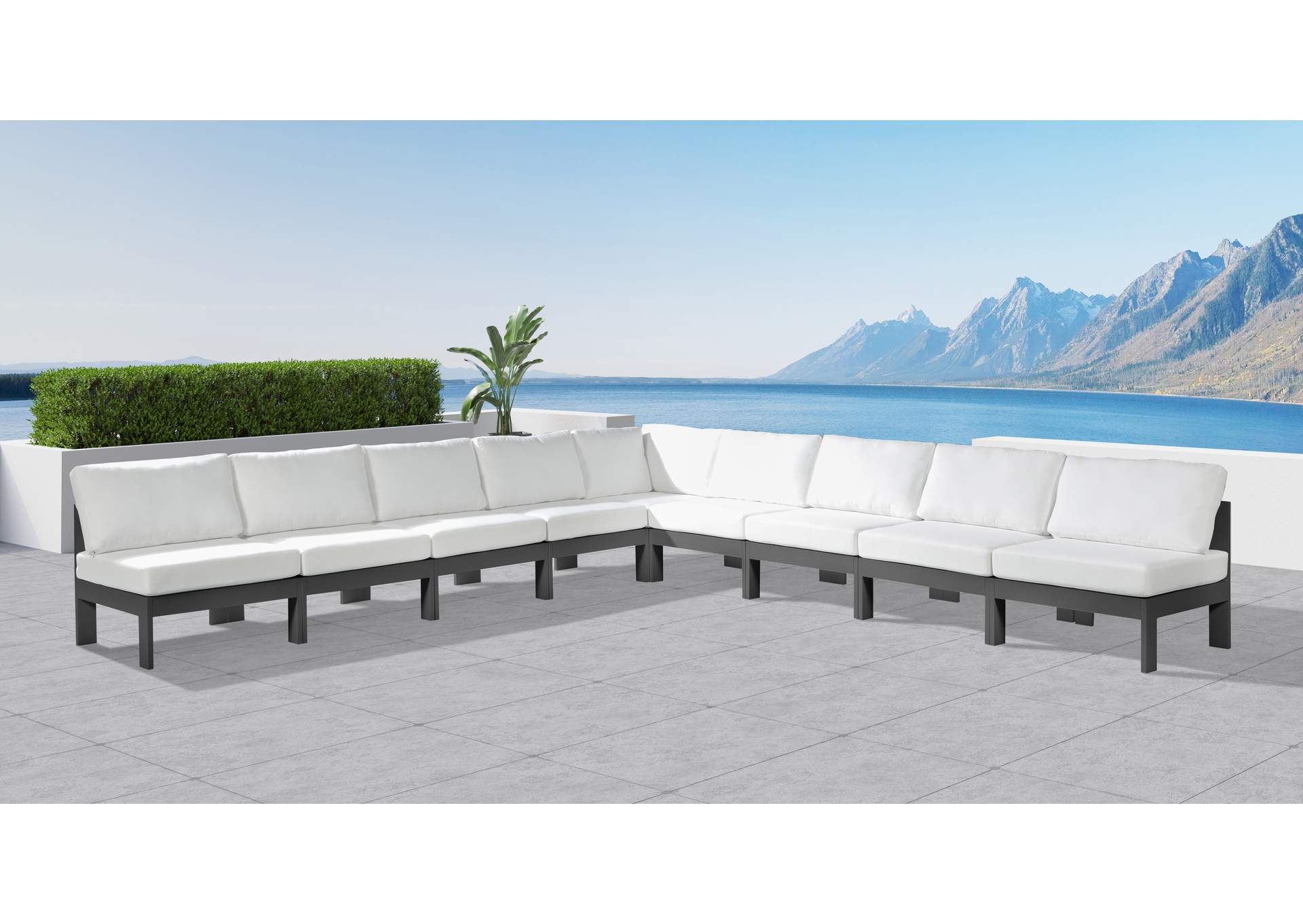 Nizuc White Water Resistant Fabric Outdoor Patio Modular Sectional,Meridian Furniture