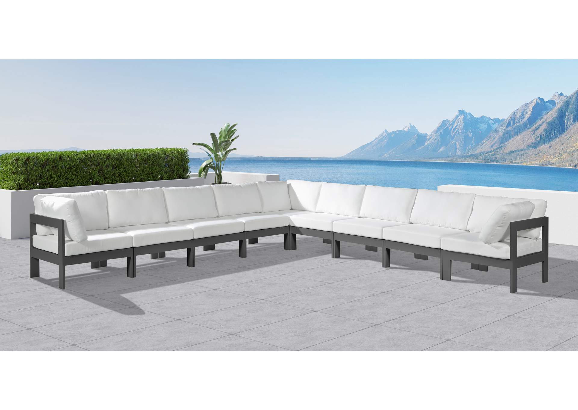 Nizuc White Water Resistant Fabric Outdoor Patio Modular Sectional,Meridian Furniture