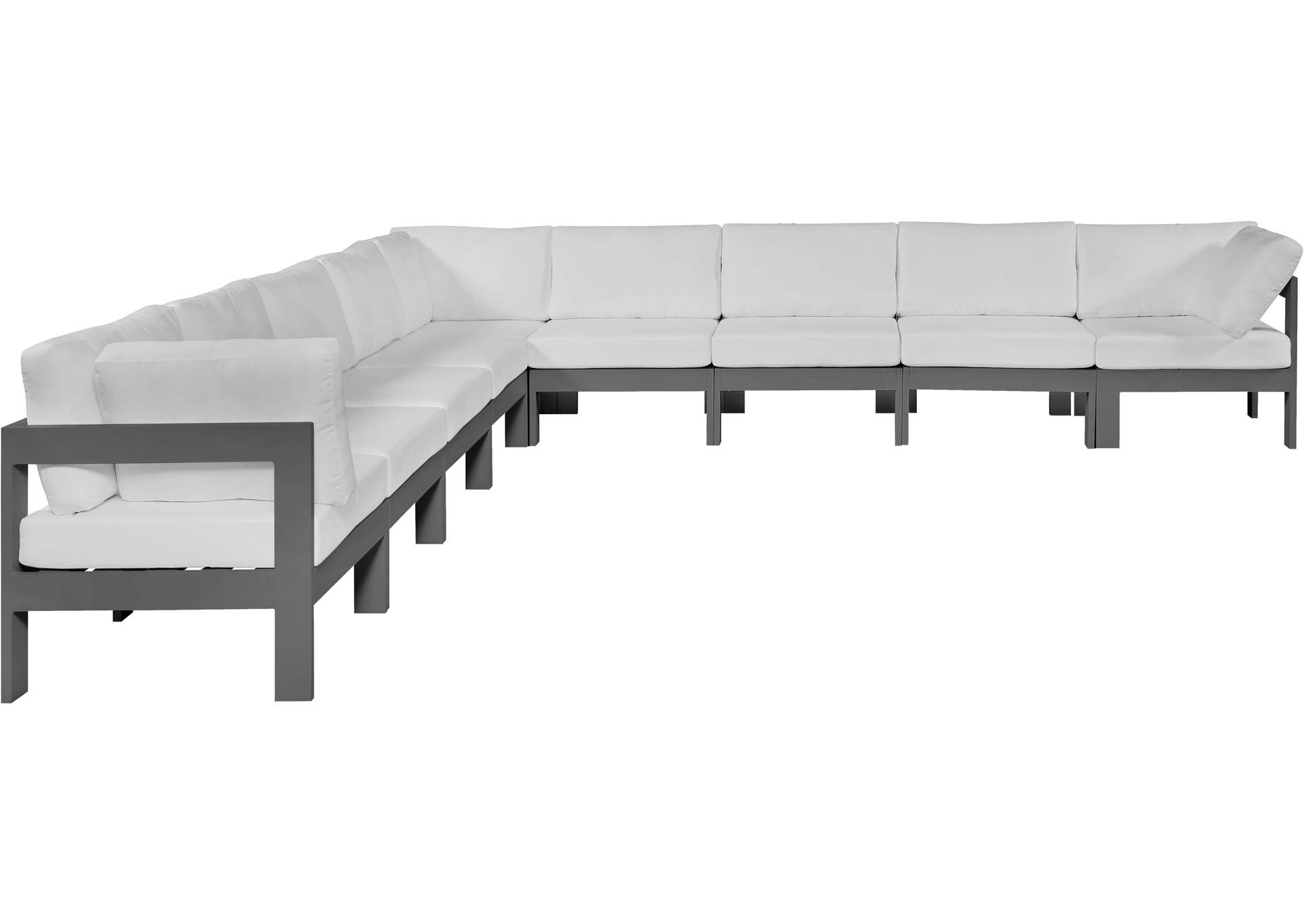 Nizuc White Water Resistant Fabric Outdoor Patio Modular Sectional,Meridian Furniture