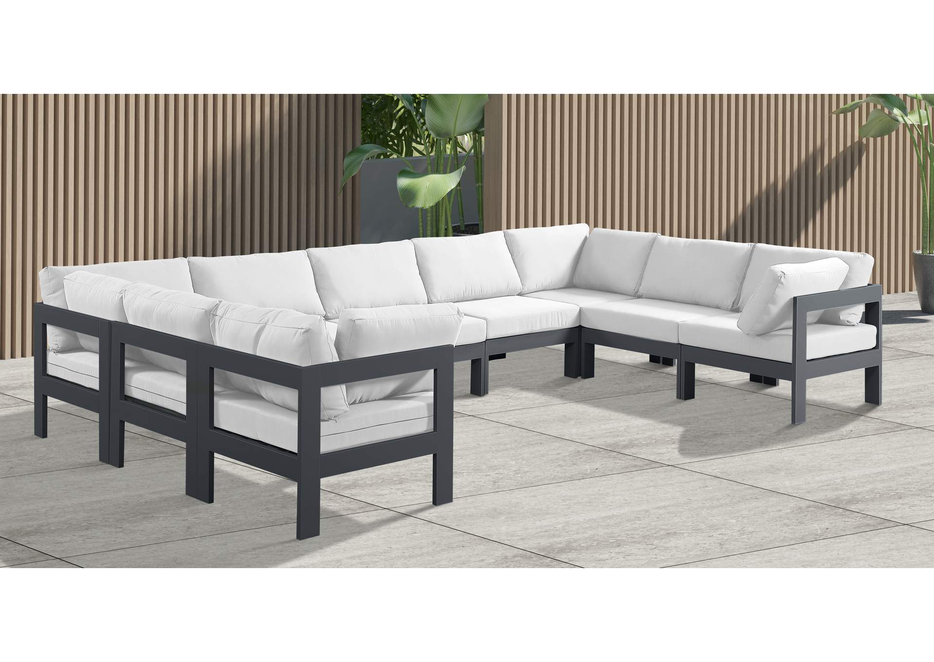 Nizuc White Water Resistant Fabric Outdoor Patio Modular Sectional,Meridian Furniture