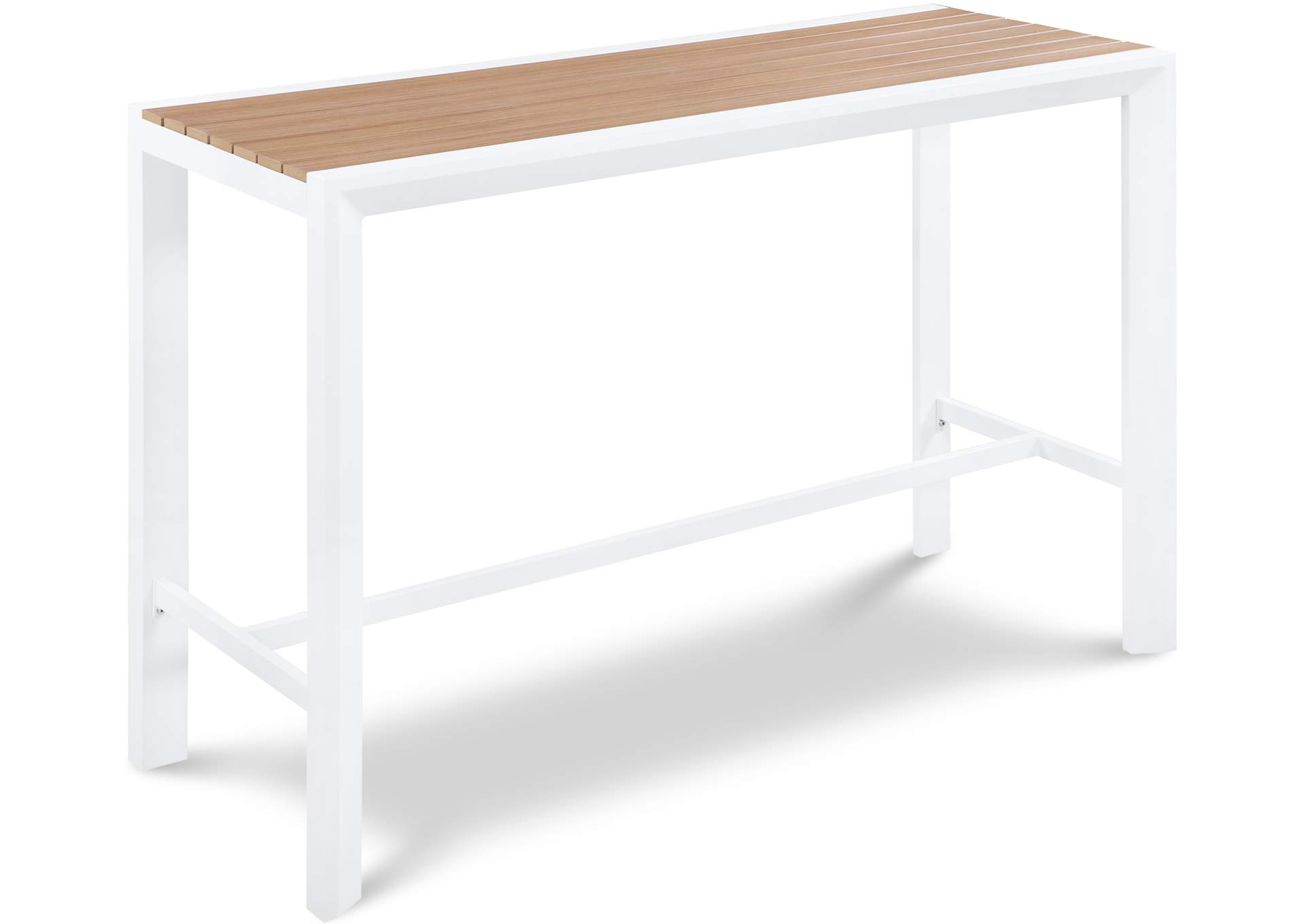 Nizuc Brown Wood Look Accent Paneling Outdoor Patio Aluminum Rectangle Bar Table,Meridian Furniture