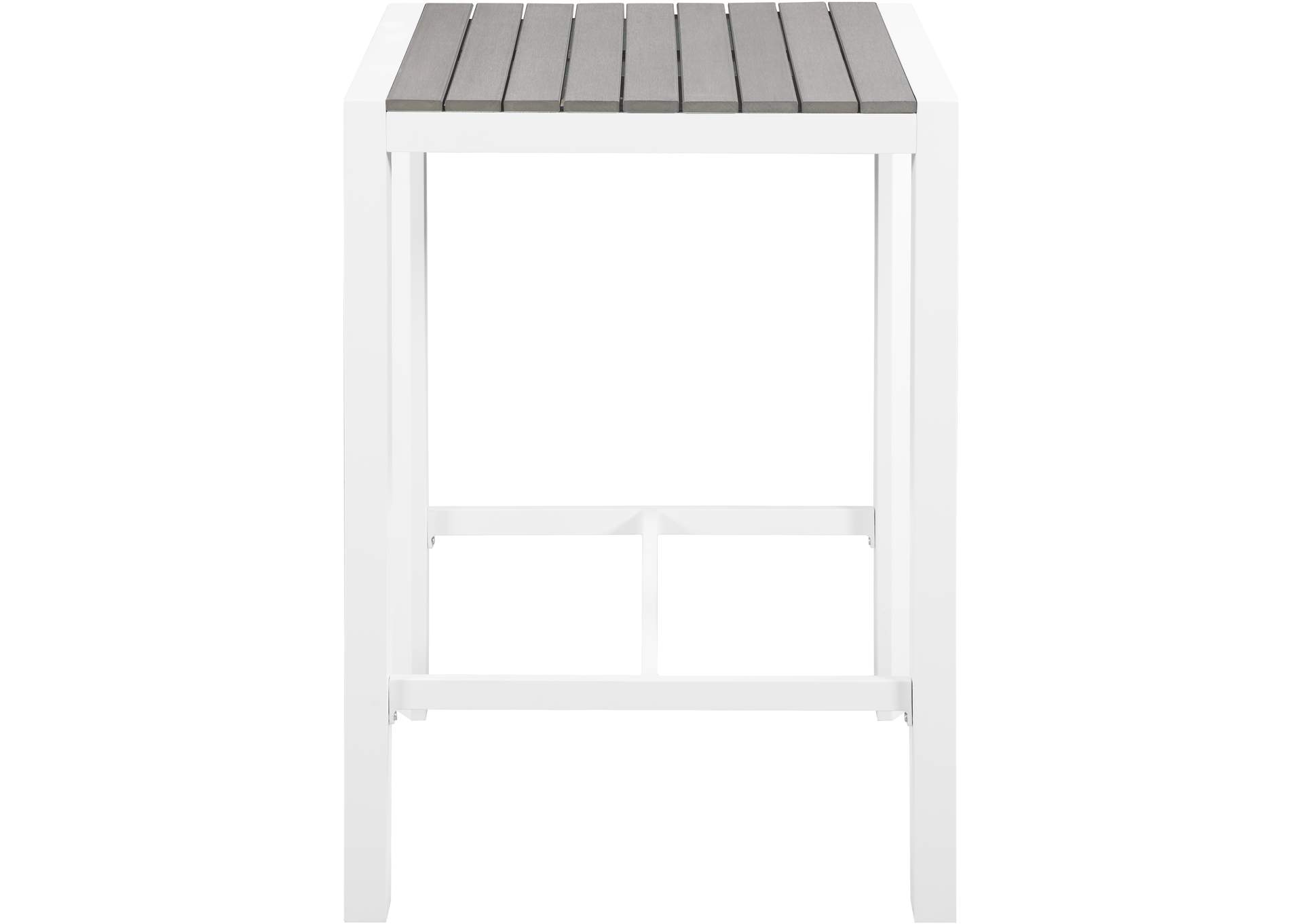 Nizuc Grey Wood Look Accent Paneling Outdoor Patio Aluminum Square Bar Table,Meridian Furniture