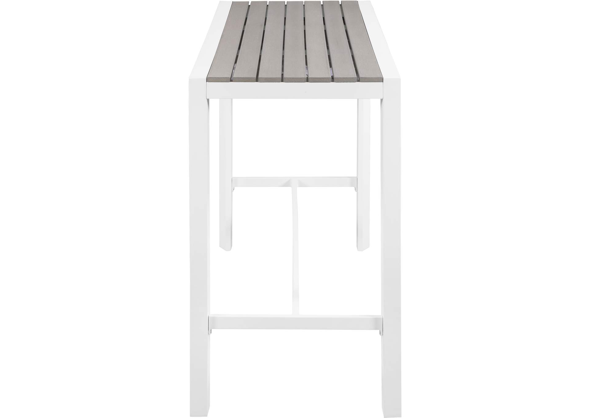 Nizuc Grey Wood Look Accent Paneling Outdoor Patio Aluminum Rectangle Bar Table,Meridian Furniture