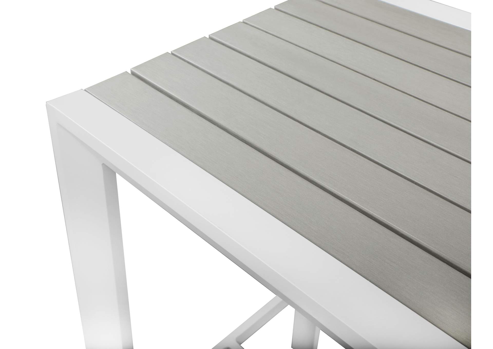 Nizuc Grey Wood Look Accent Paneling Outdoor Patio Aluminum Rectangle Bar Table,Meridian Furniture