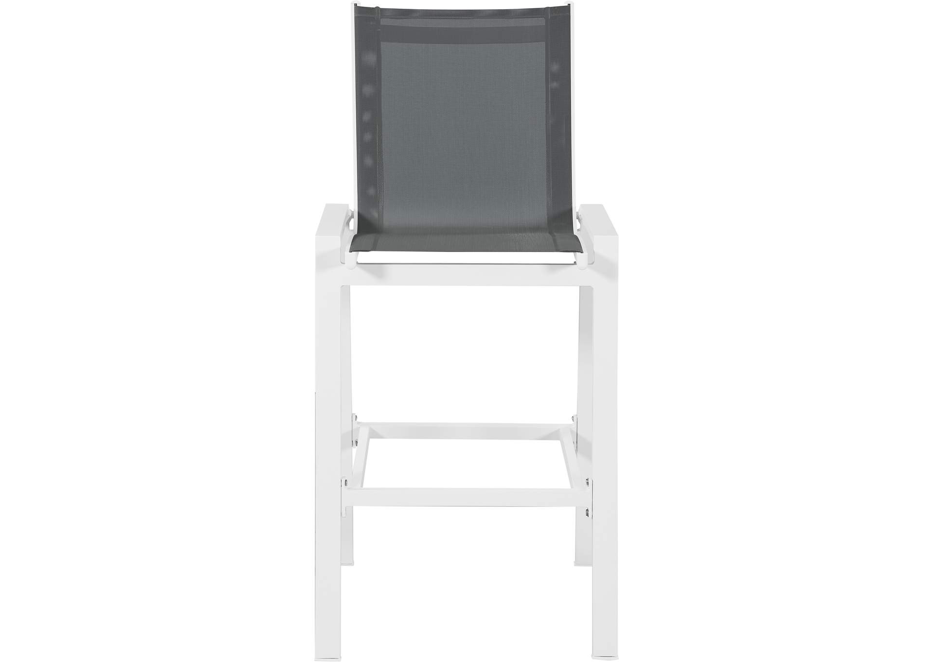 Nizuc Grey Mesh Water Resistant Fabric Outdoor Patio Aluminum Mesh Barstool Set of 2,Meridian Furniture