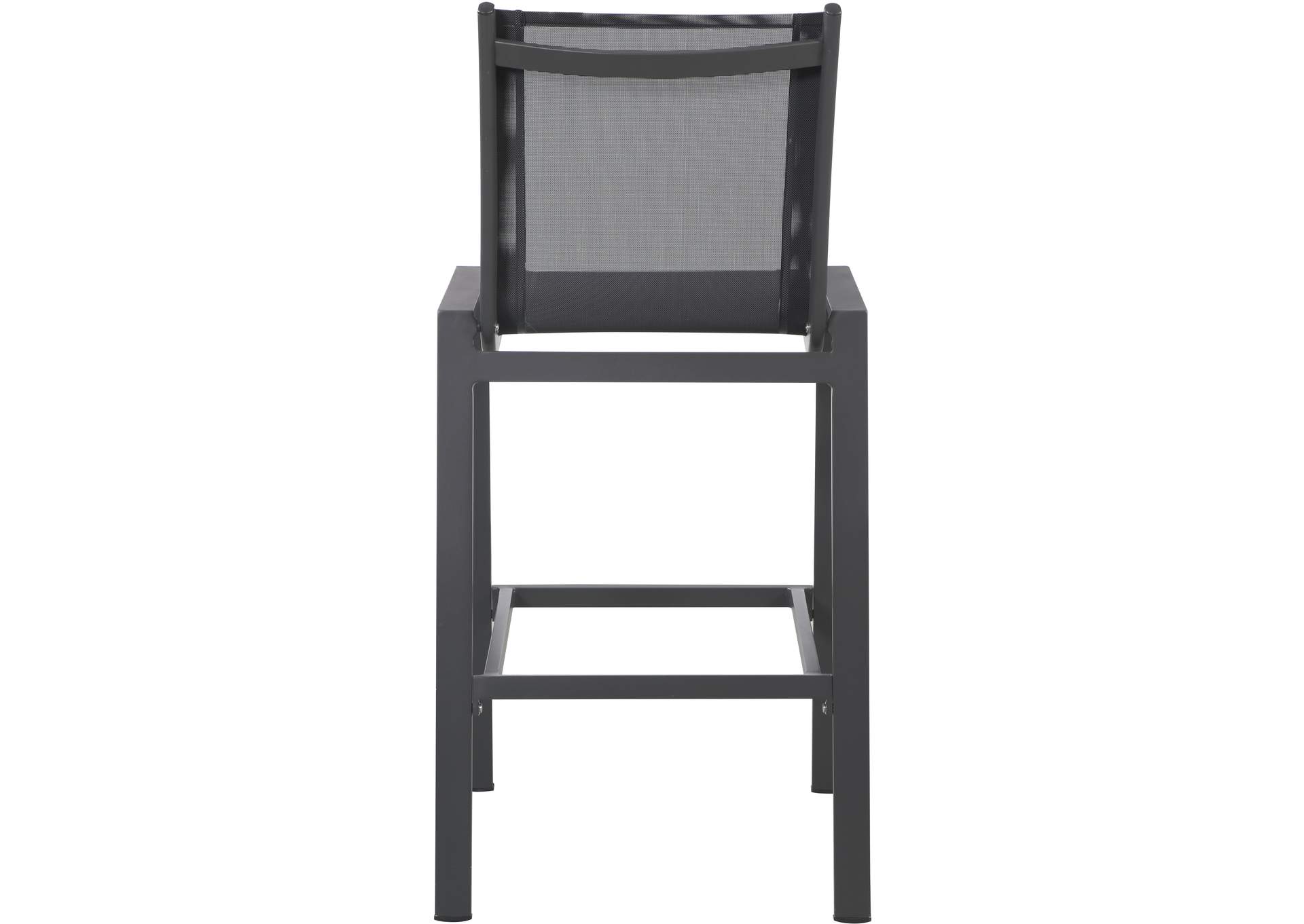 Nizuc Black Mesh Water Resistant Fabric Outdoor Patio Aluminum Mesh Barstool Set of 2,Meridian Furniture