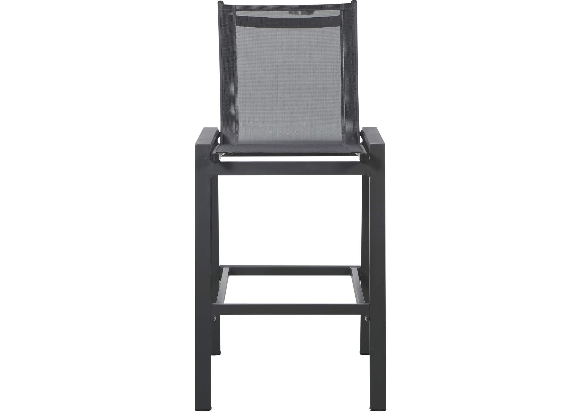 Nizuc Black Mesh Water Resistant Fabric Outdoor Patio Aluminum Mesh Barstool Set of 2,Meridian Furniture