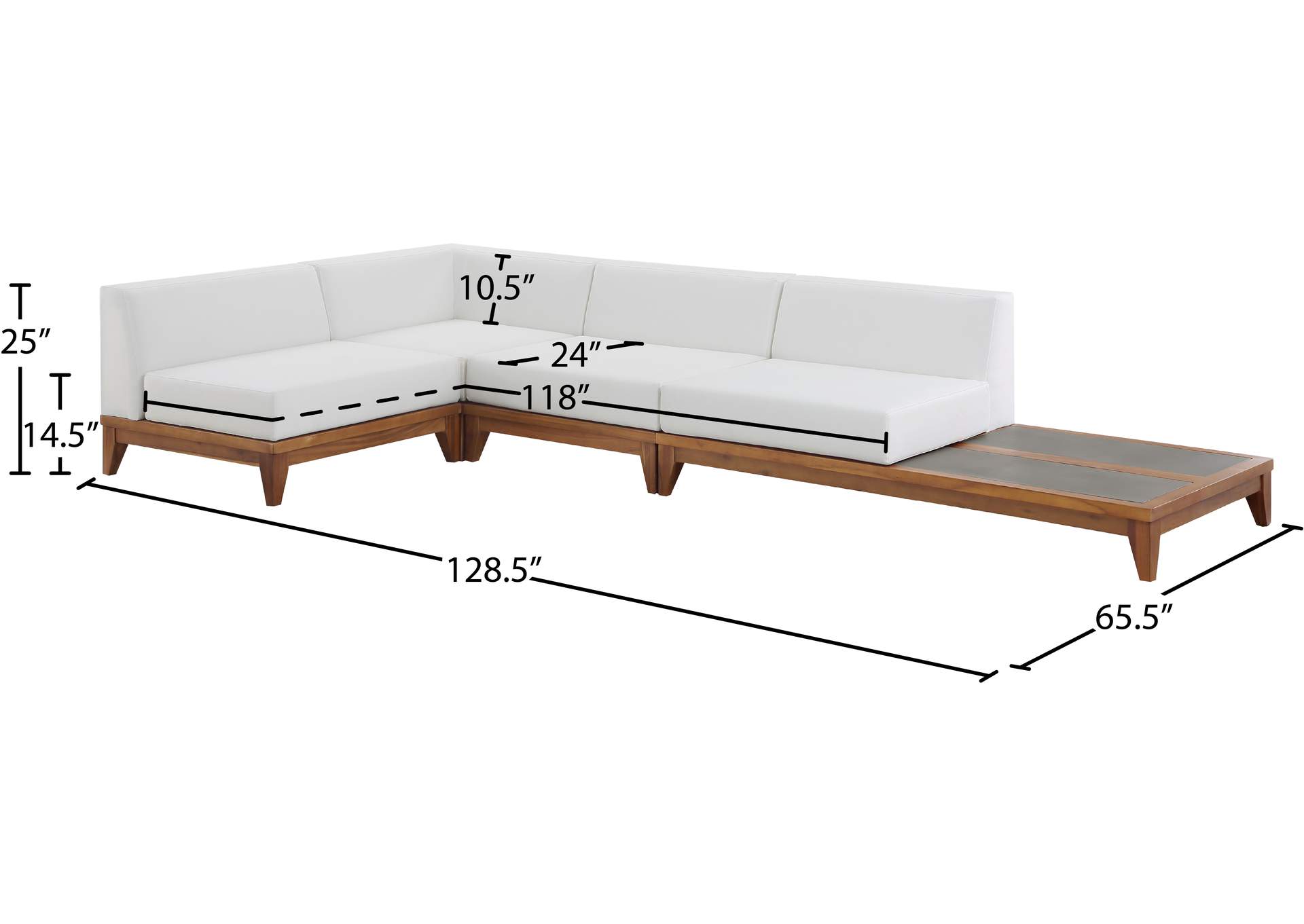 Rio Off White Water Resistant Fabric Outdoor Patio Modular Sectional,Meridian Furniture