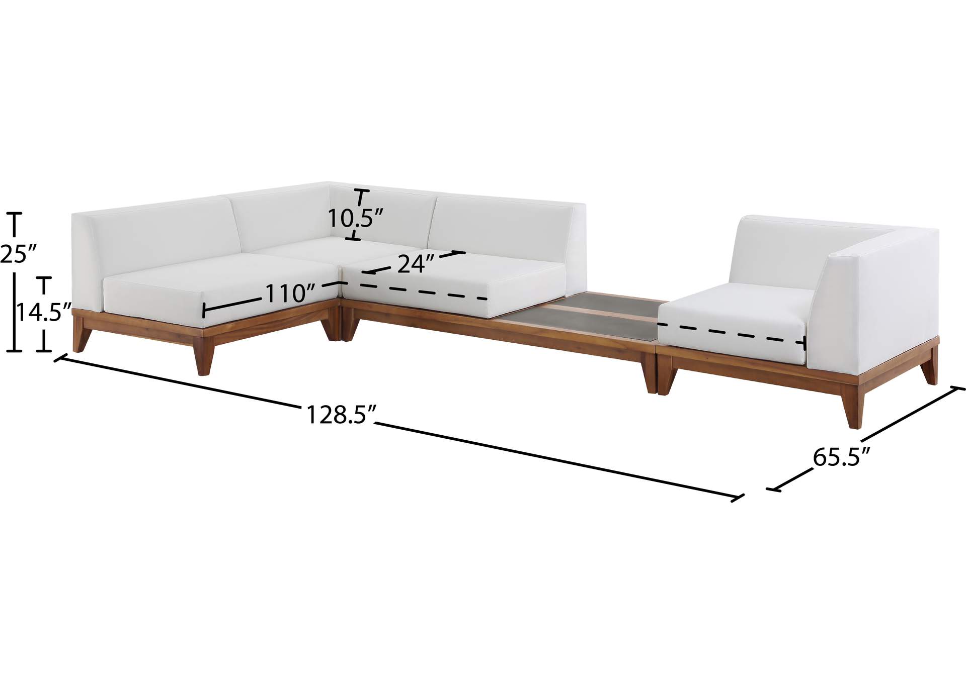 Rio Off White Water Resistant Fabric Outdoor Patio Modular Sectional,Meridian Furniture