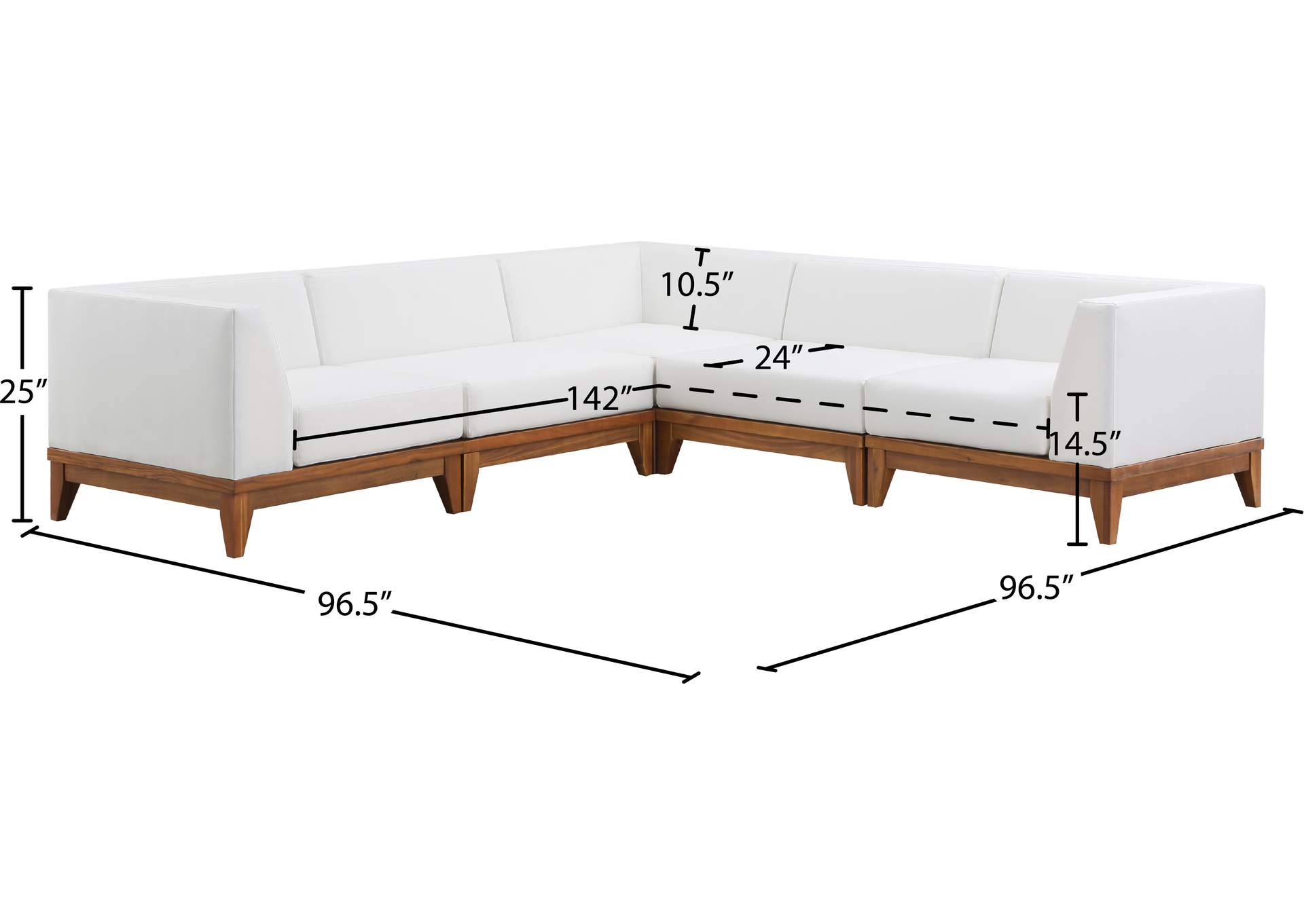 Rio Off White Water Resistant Fabric Outdoor Patio Modular Sectional,Meridian Furniture