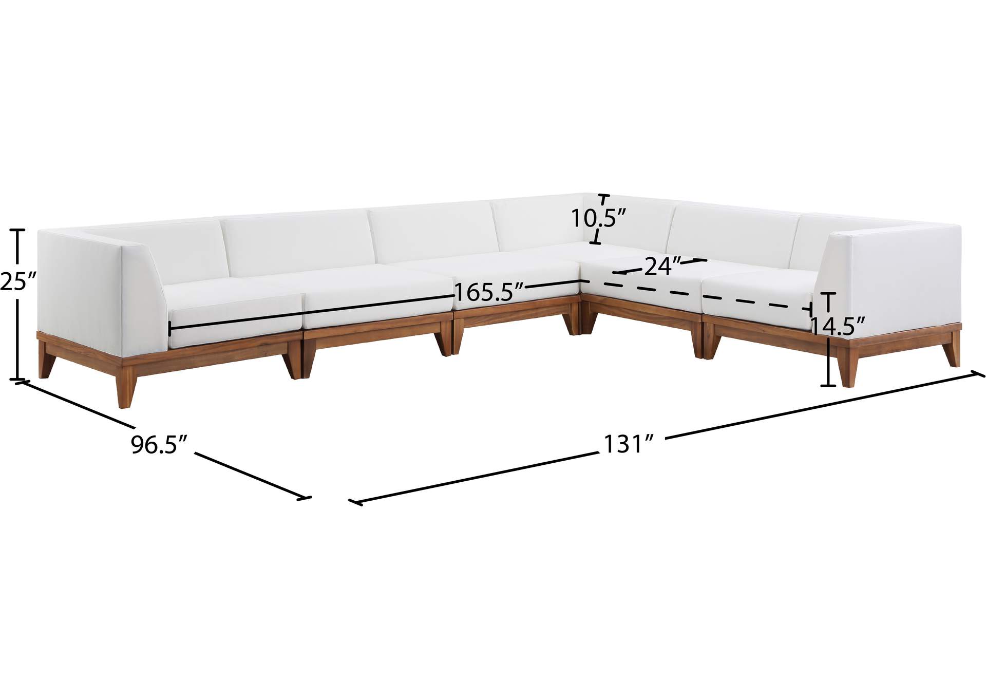 Rio Off White Water Resistant Fabric Outdoor Patio Modular Sectional,Meridian Furniture