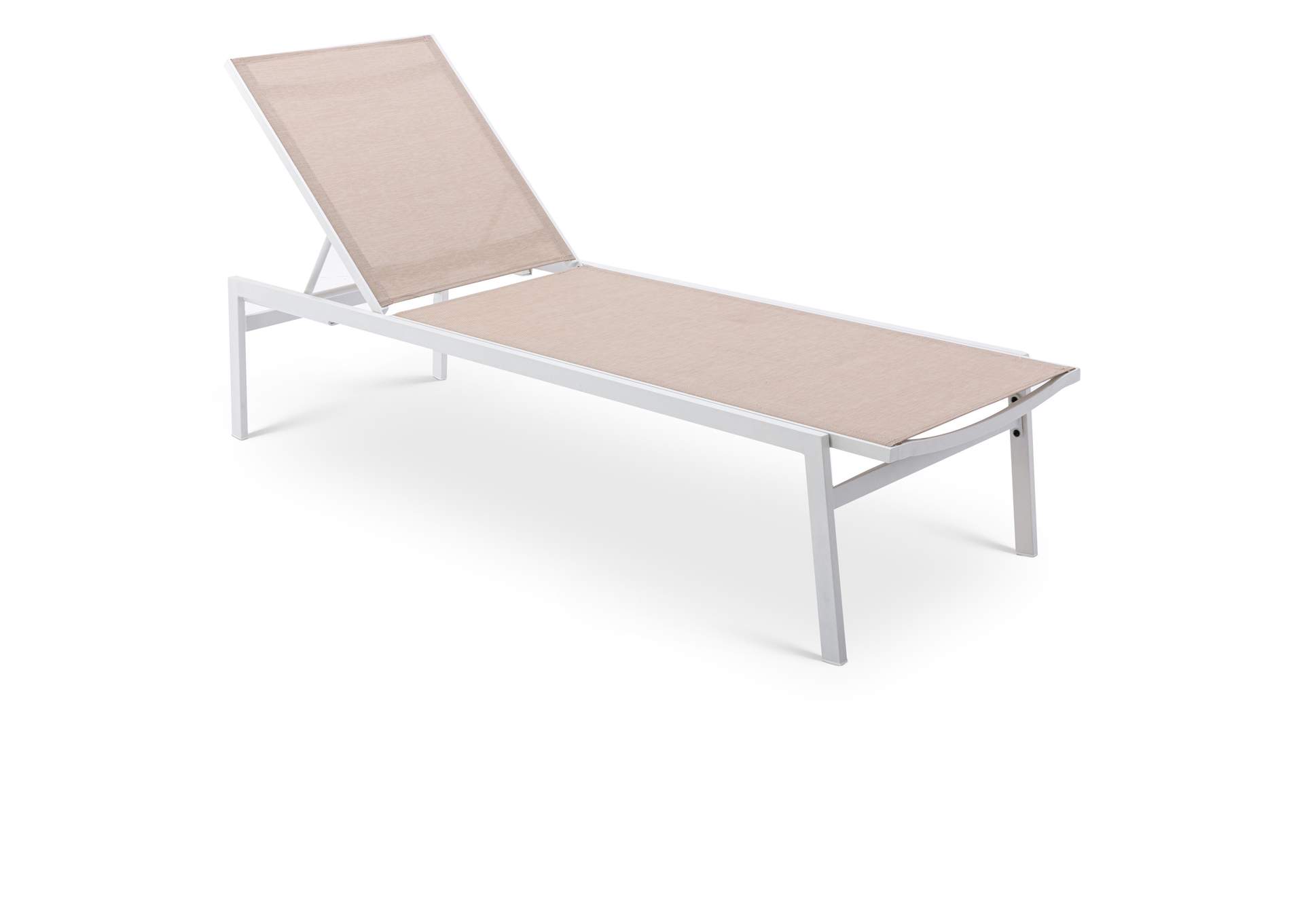 Santorini Beige Resilient Mesh Water Resistant Fabric Outdoor Patio Aluminum Mesh Chaise Lounge Chair,Meridian Furniture