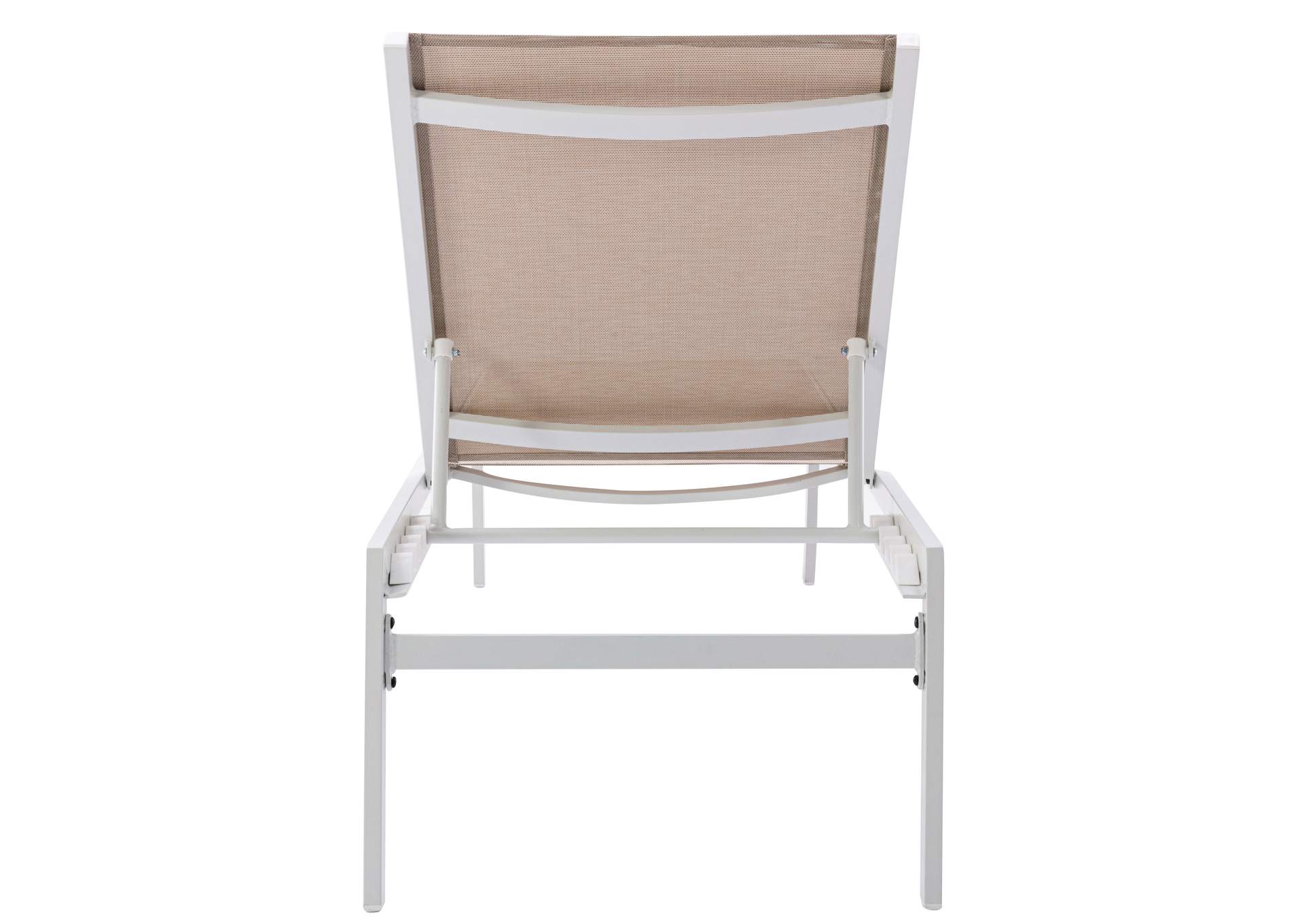 Santorini Beige Resilient Mesh Water Resistant Fabric Outdoor Patio Aluminum Mesh Chaise Lounge Chair,Meridian Furniture