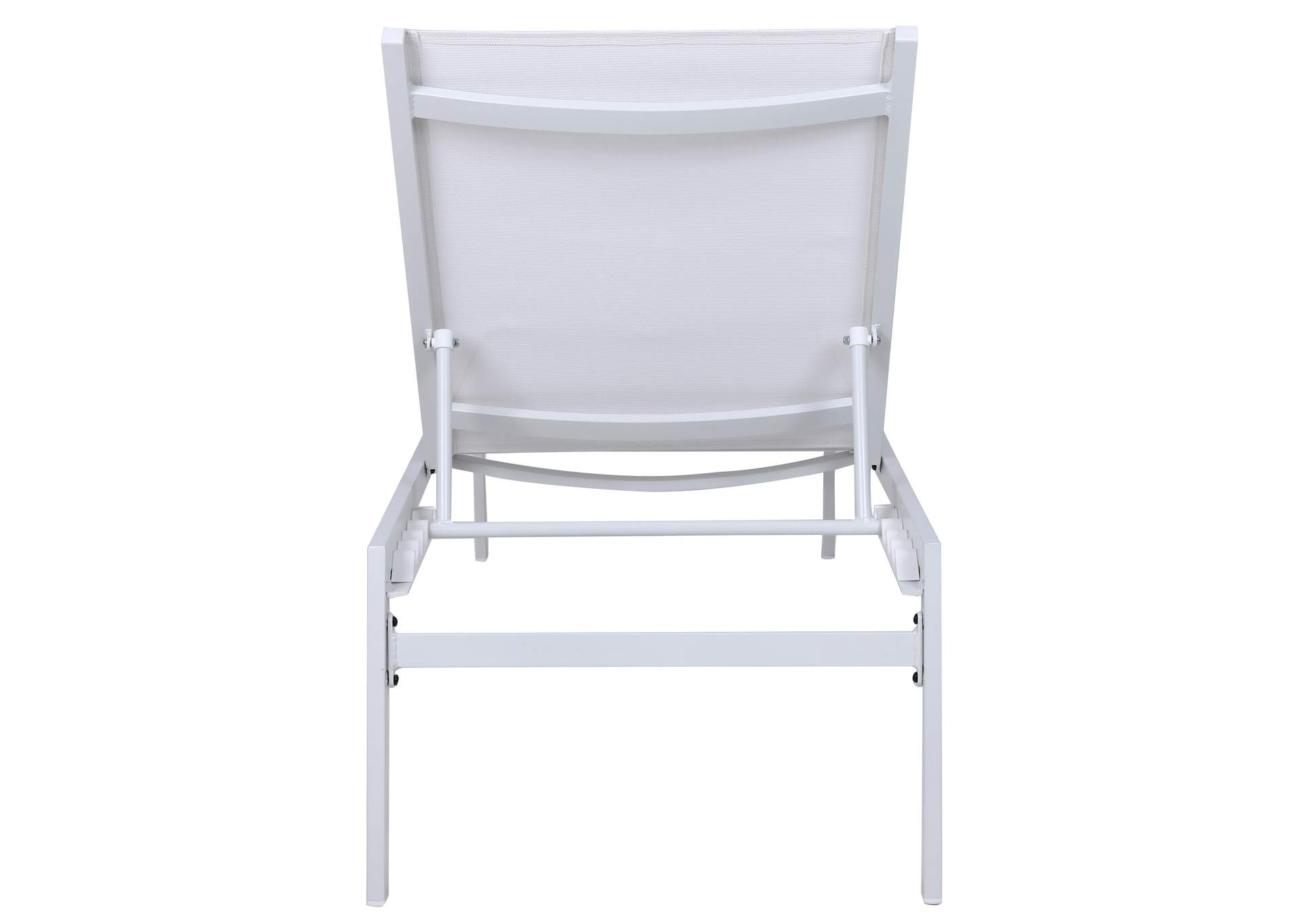 Santorini White Resilient Mesh Water Resistant Fabric Outdoor Patio Aluminum Mesh Chaise Lounge Chair,Meridian Furniture