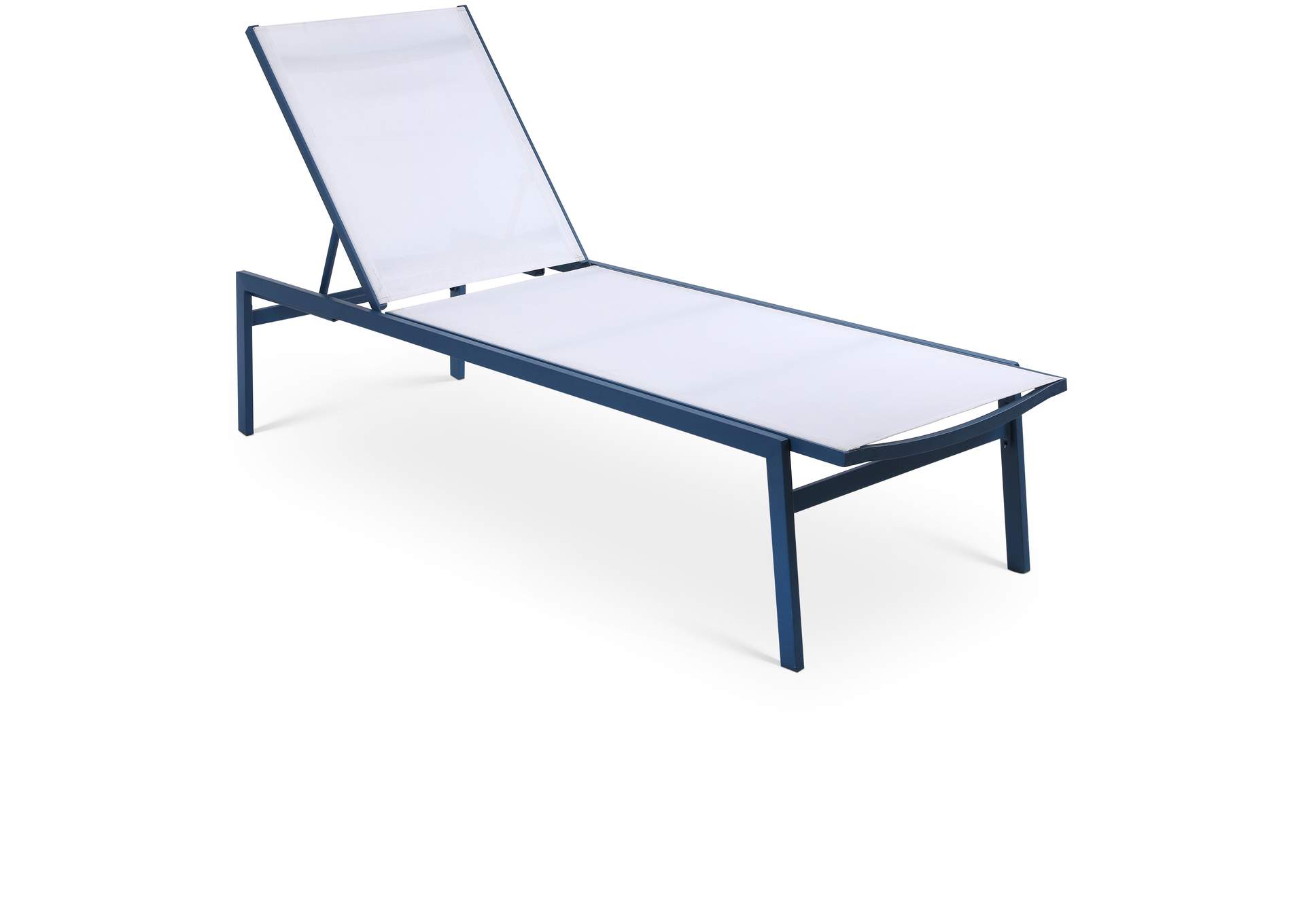 Santorini White Resilient Mesh Water Resistant Fabric Outdoor Patio Aluminum Mesh Chaise Lounge Chair,Meridian Furniture