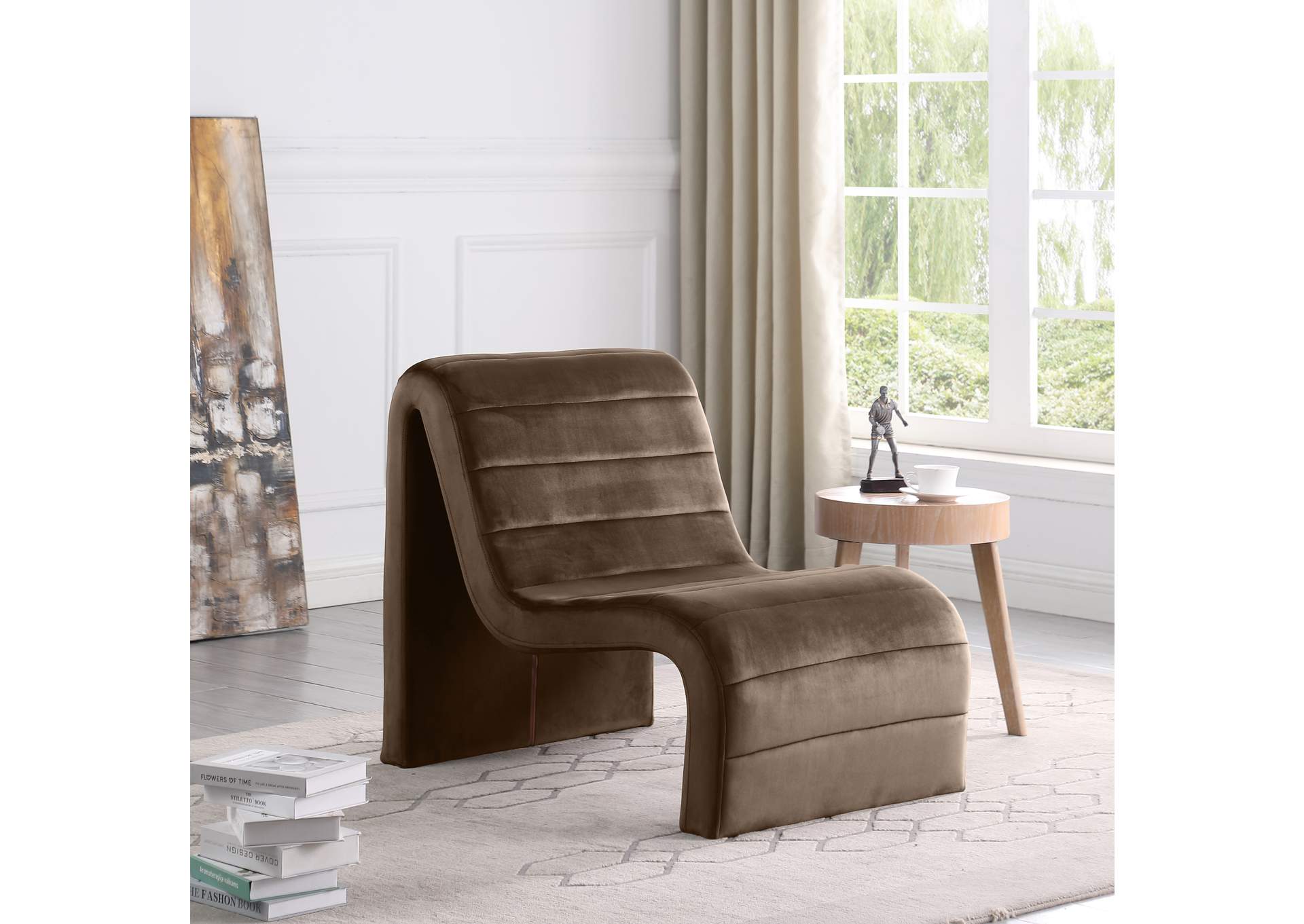 Ivy Brown Velvet Accent Chair,Meridian Furniture
