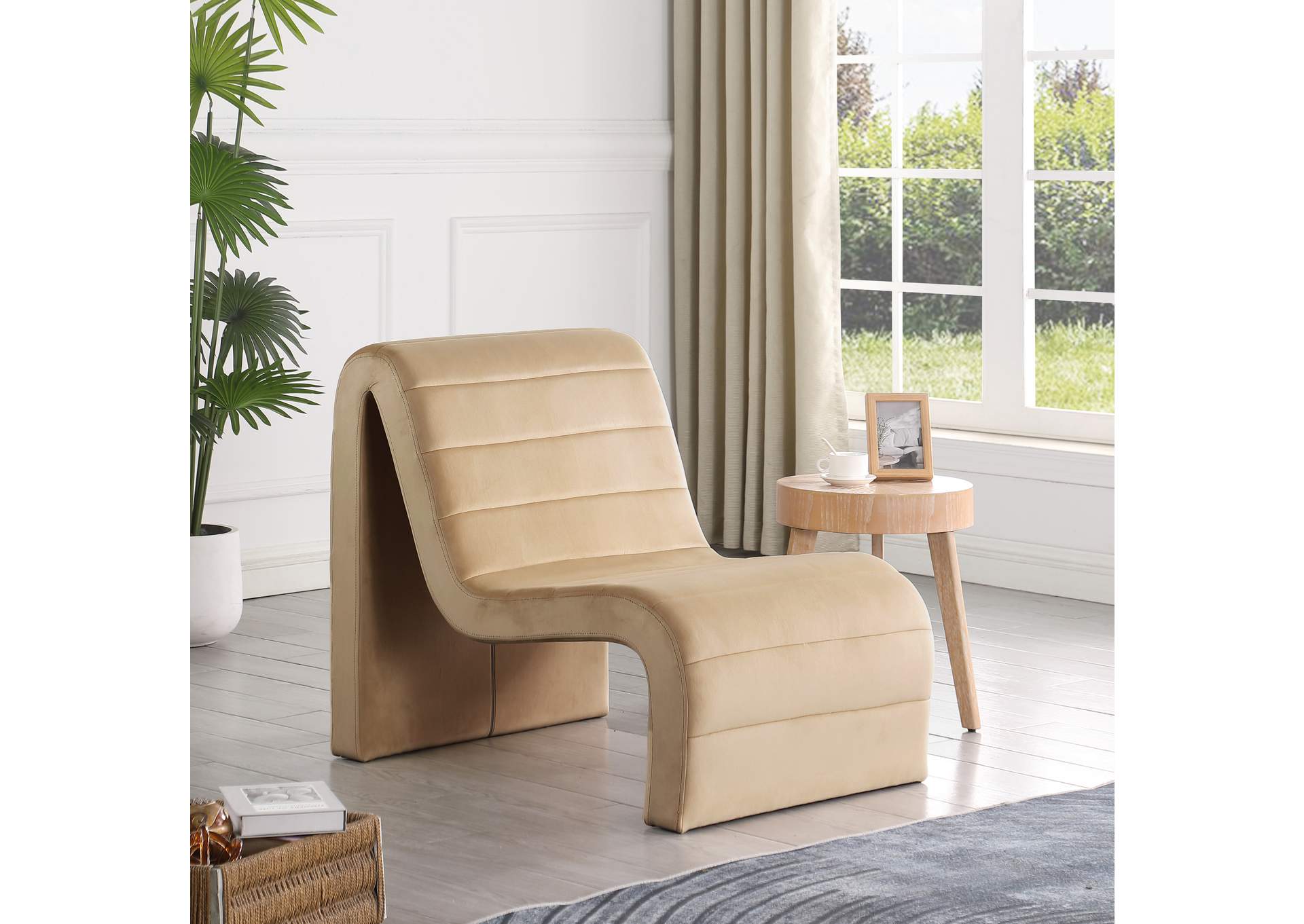 Ivy Camel Velvet Accent Chair,Meridian Furniture