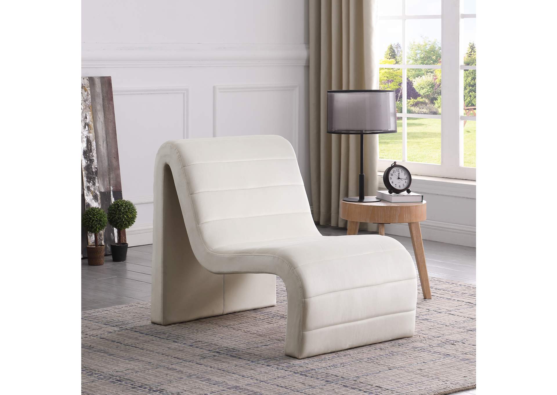 Ivy Cream Velvet Accent Chair,Meridian Furniture