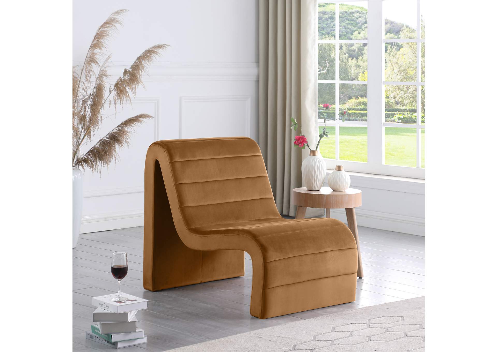 Ivy Saddle Velvet Accent Chair,Meridian Furniture