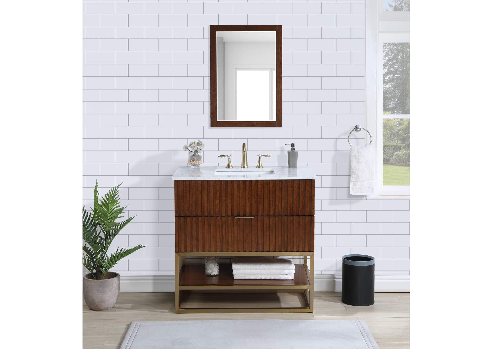 Monad Walnut Bathroom Vanity,Meridian Furniture