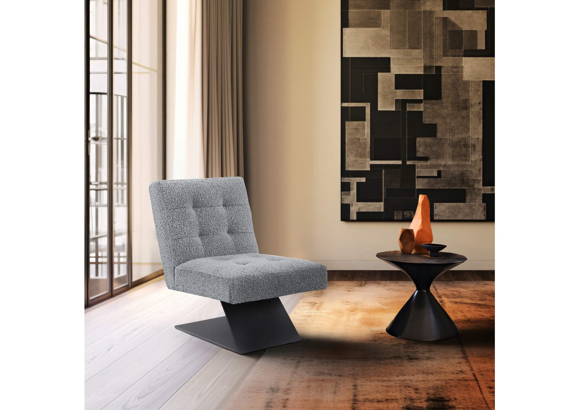 Zeal Grey Boucle Fabric Accent Chair,Meridian Furniture
