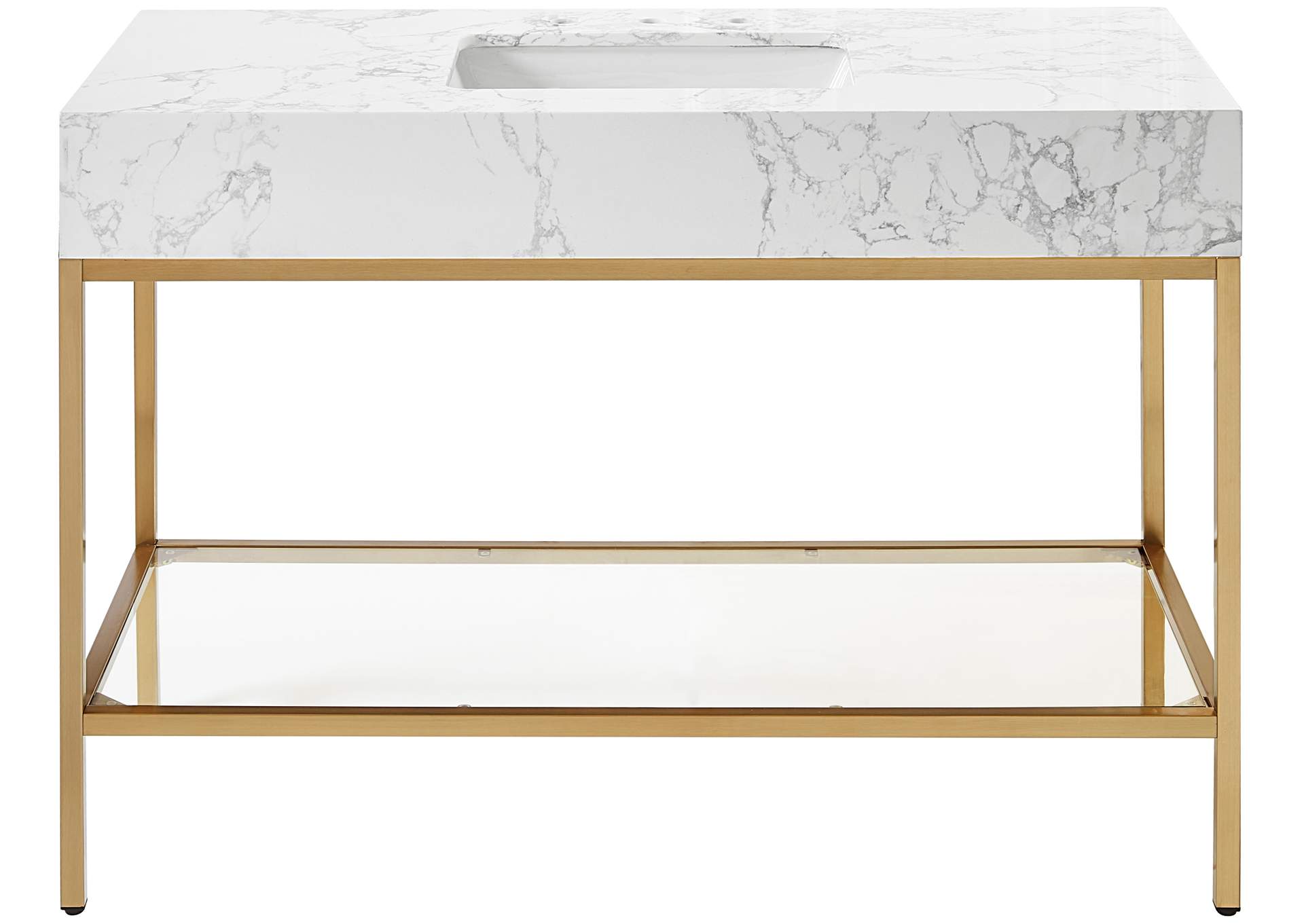 Marmo White Engineered Marble Bathroom Vanity,Meridian Furniture