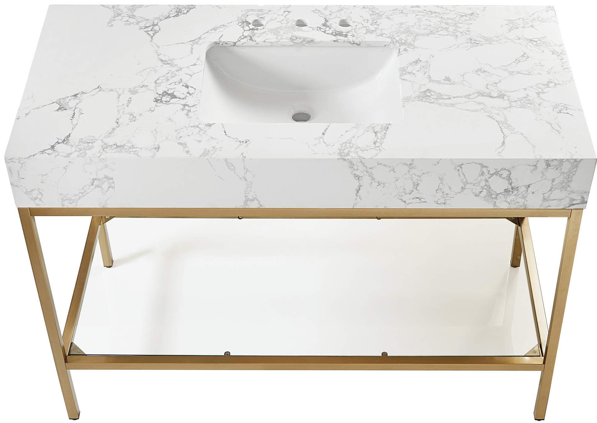 Marmo White Engineered Marble Bathroom Vanity,Meridian Furniture