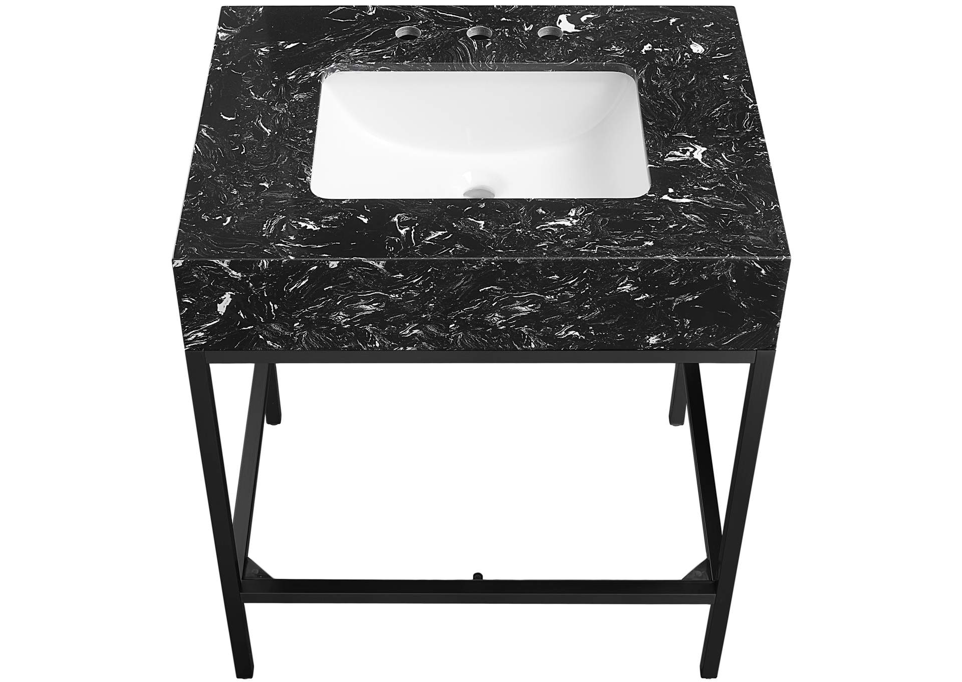 Marmo Black Engineered Marble Bathroom Vanity,Meridian Furniture