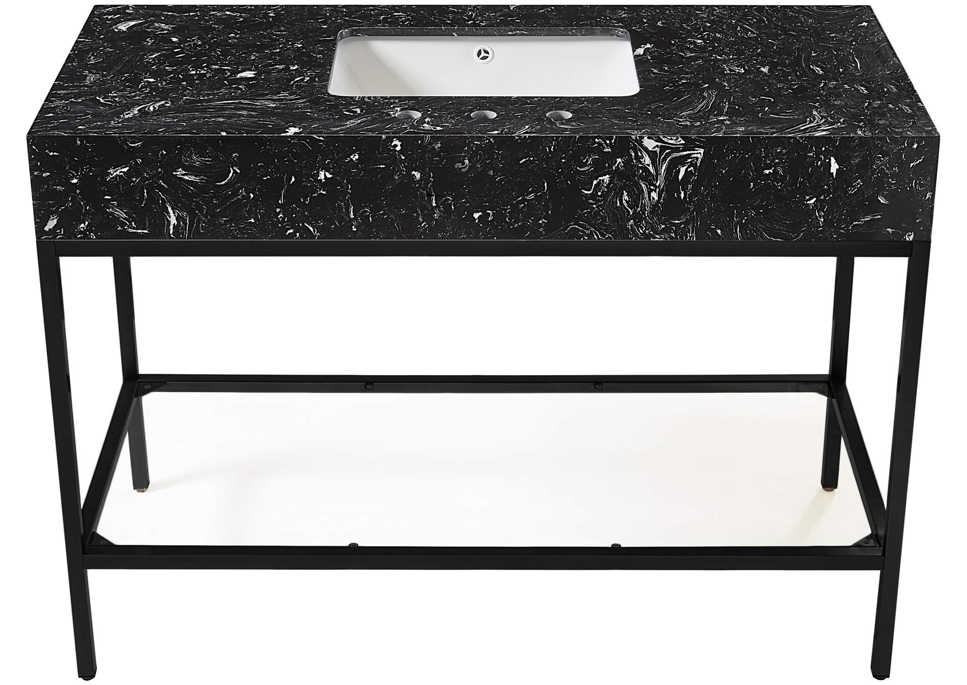 Marmo Black Engineered Marble Bathroom Vanity,Meridian Furniture