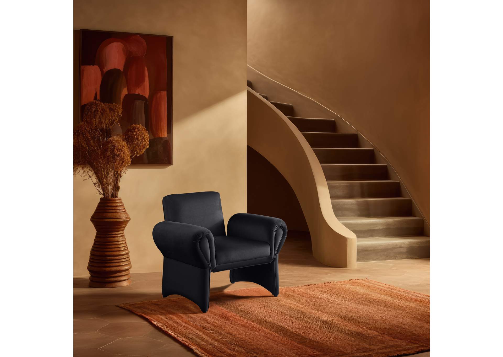 Fleurette Black Velvet Accent Chair,Meridian Furniture