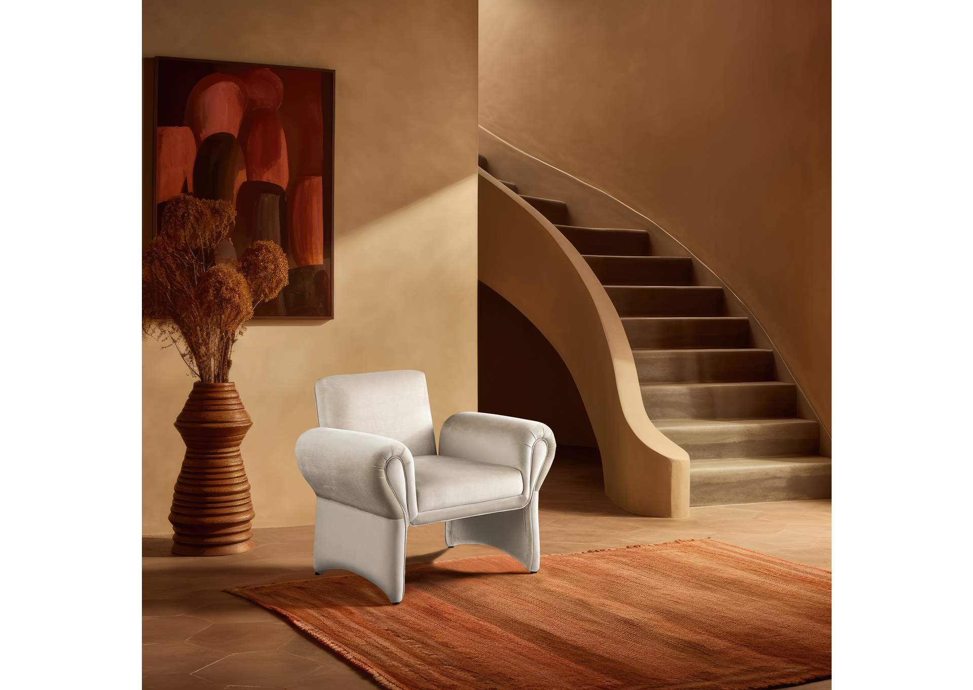Fleurette Cream Velvet Accent Chair,Meridian Furniture