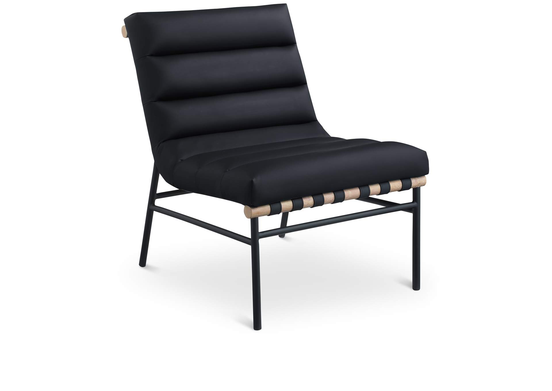 Burke Black Faux Leather Accent Chair,Meridian Furniture