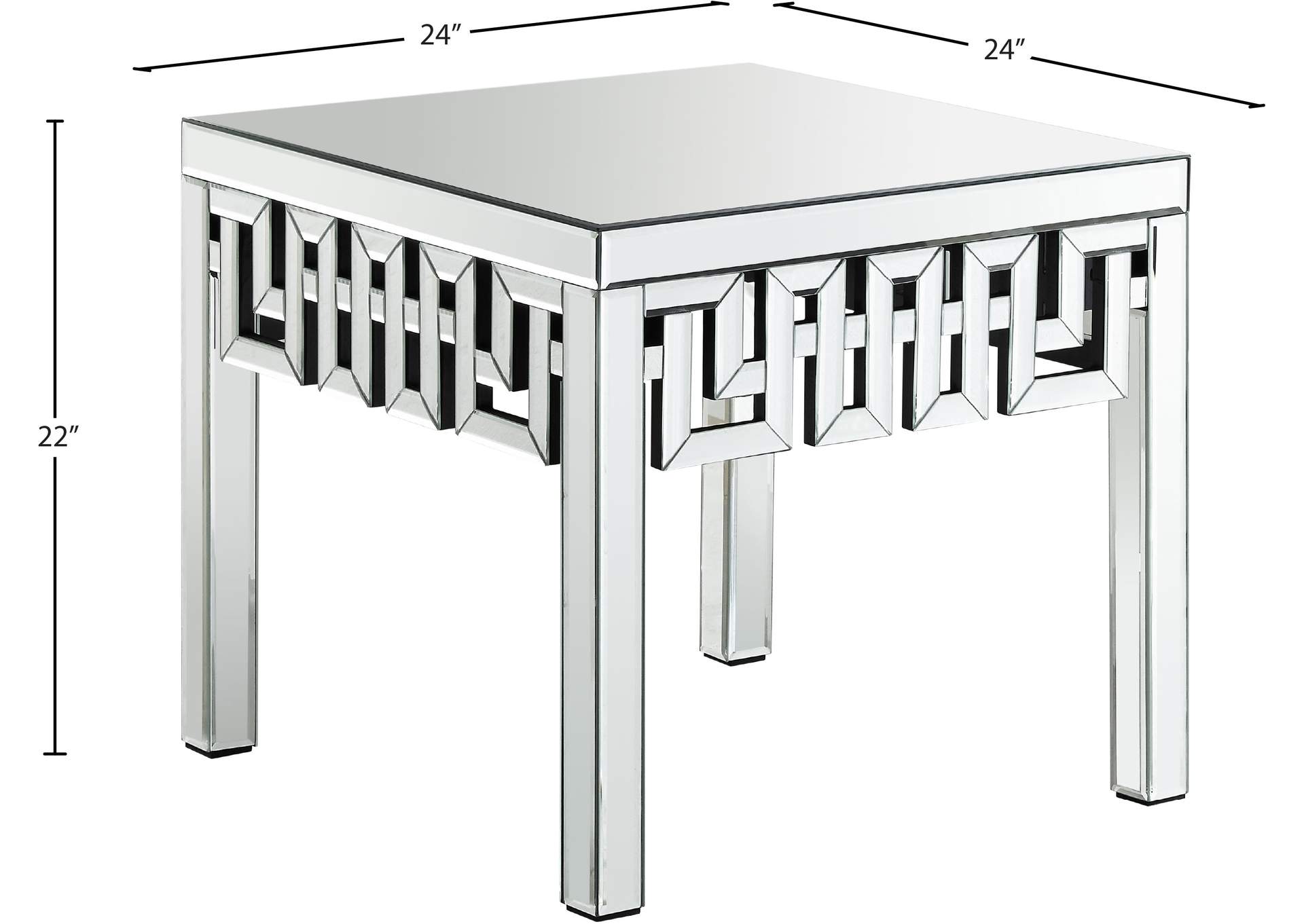 Aria Mirrored End Table,Meridian Furniture