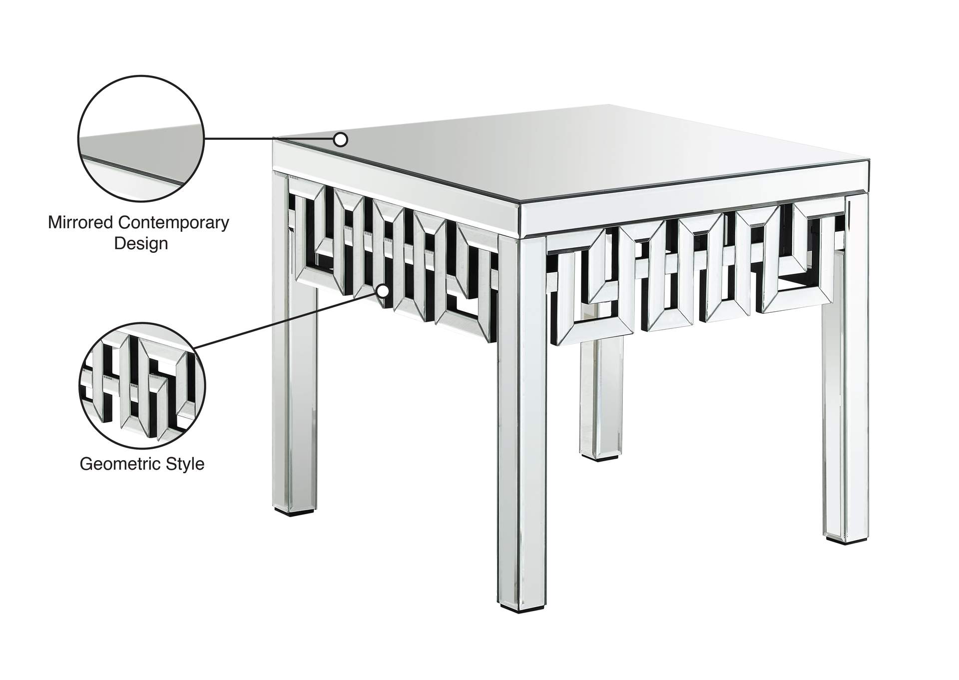 Aria Mirrored End Table,Meridian Furniture