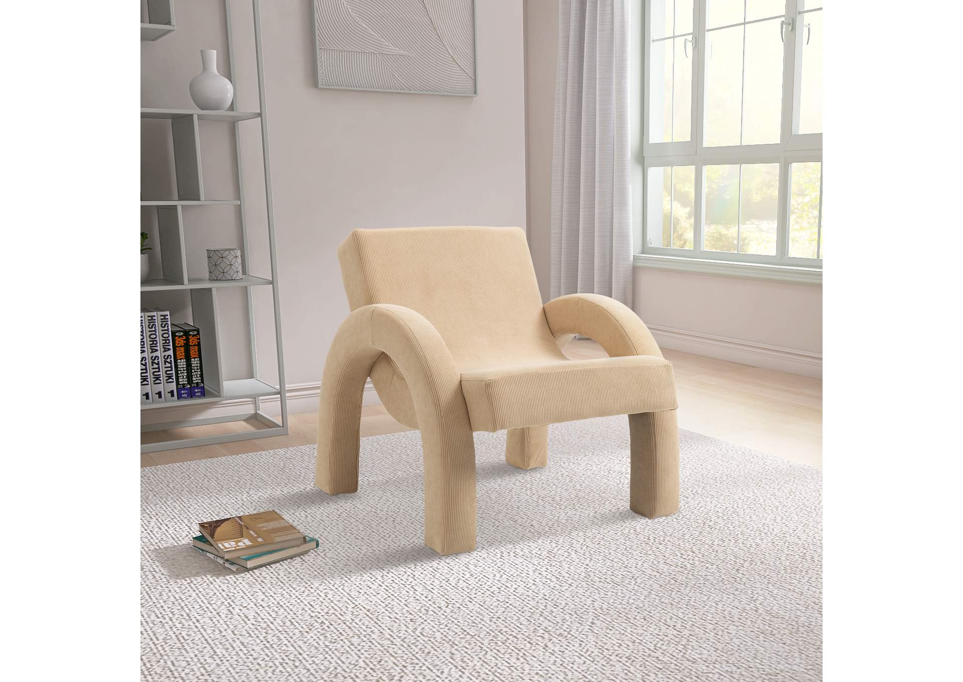 Corduroy Beige Corduroy Fabric Accent Chair,Meridian Furniture
