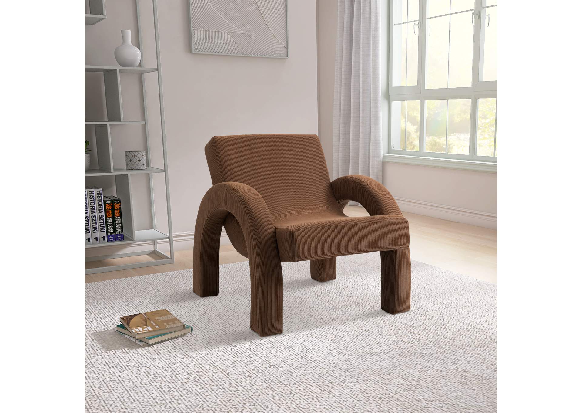 Corduroy Brown Corduroy Fabric Accent Chair,Meridian Furniture